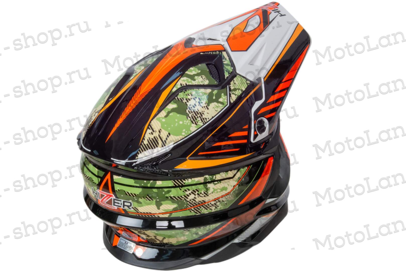 Шлем мото кроссовый HIZER J6803 №6 (S) BLACK/BLUE/GREEN