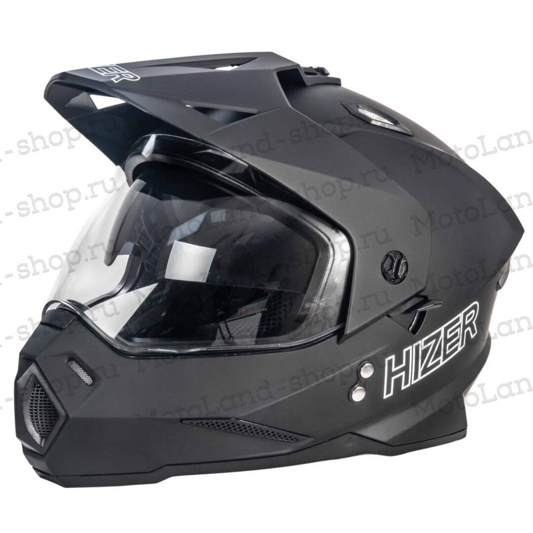 Шлем мото мотард HIZER J6802 №3 (L)  matt black (2 визора)