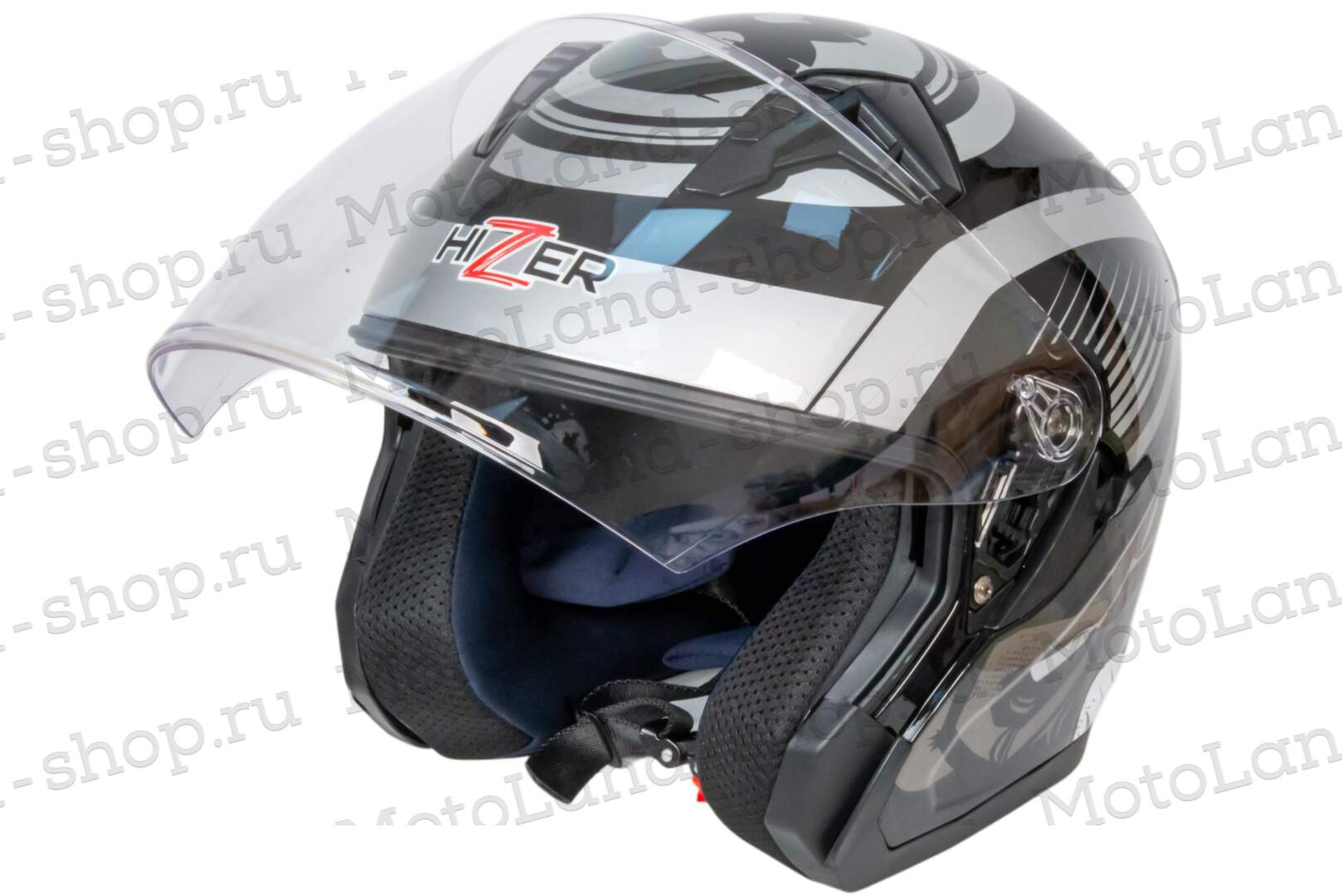 Шлем мото открытый HIZER J228 №2 (M) black/gray