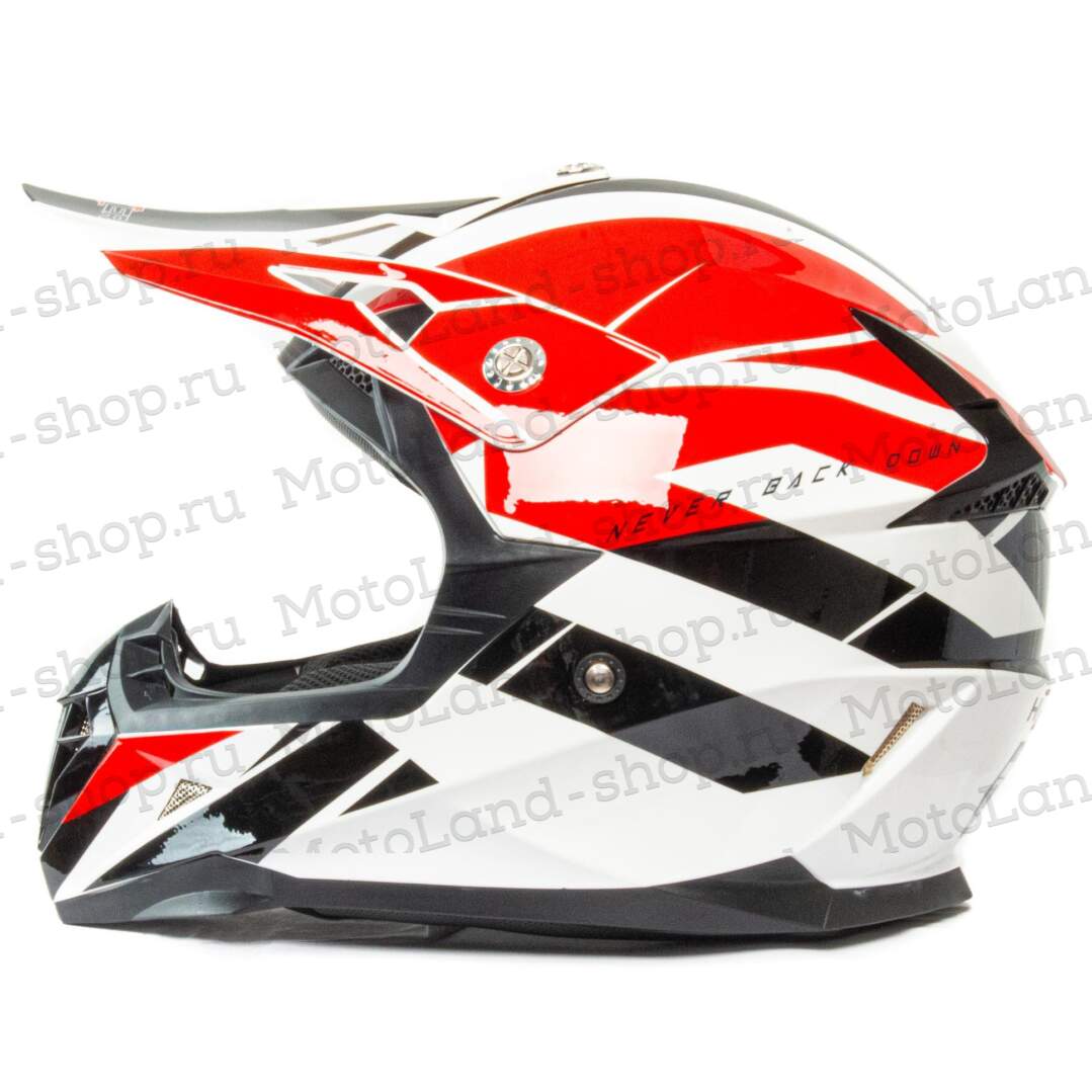 Шлем мото кроссовый HIZER 915 №9 (L) white/red/black