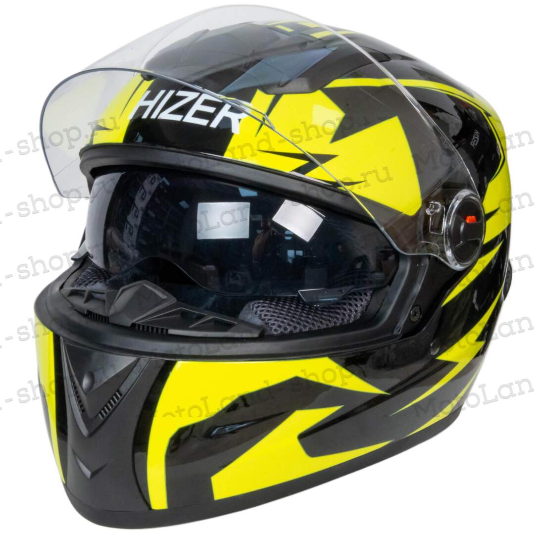 Шлем мото интеграл HIZER B561 №1 (M)  black/yellow