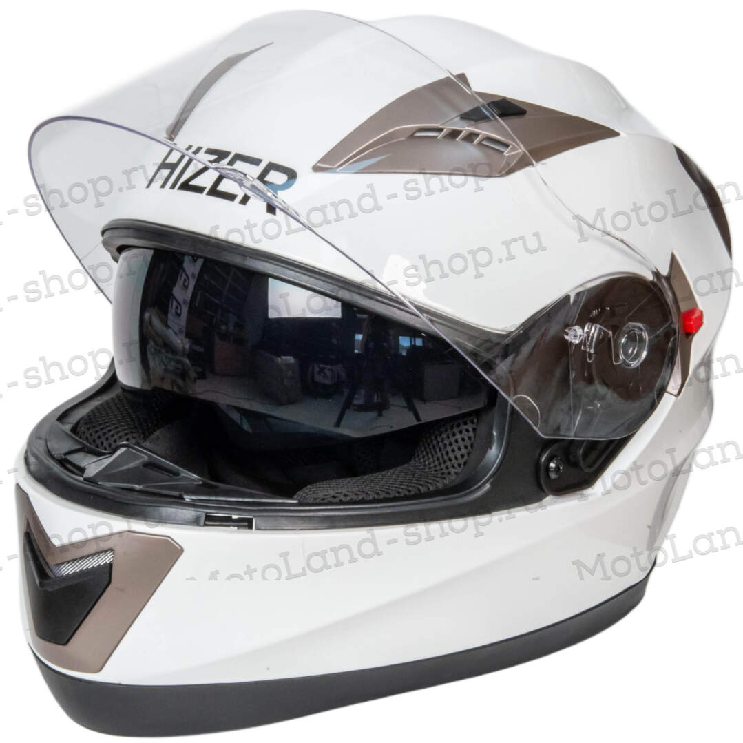 Шлем мото интеграл HIZER 529 №2 (L)  white (2 визора)