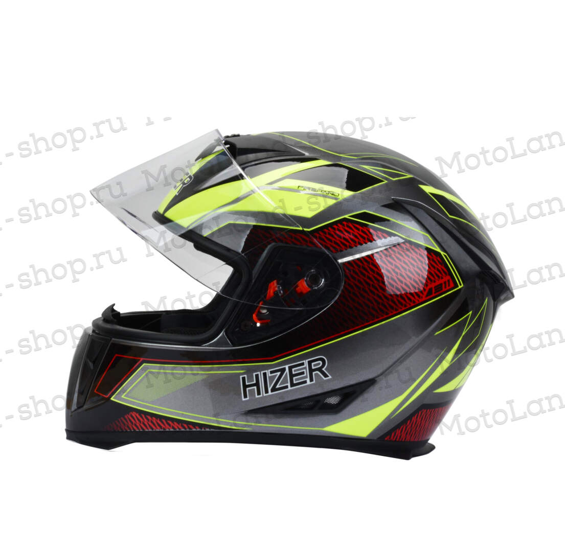 Шлем мото интеграл HIZER J5311 №4 (M)  gray/neon yellow