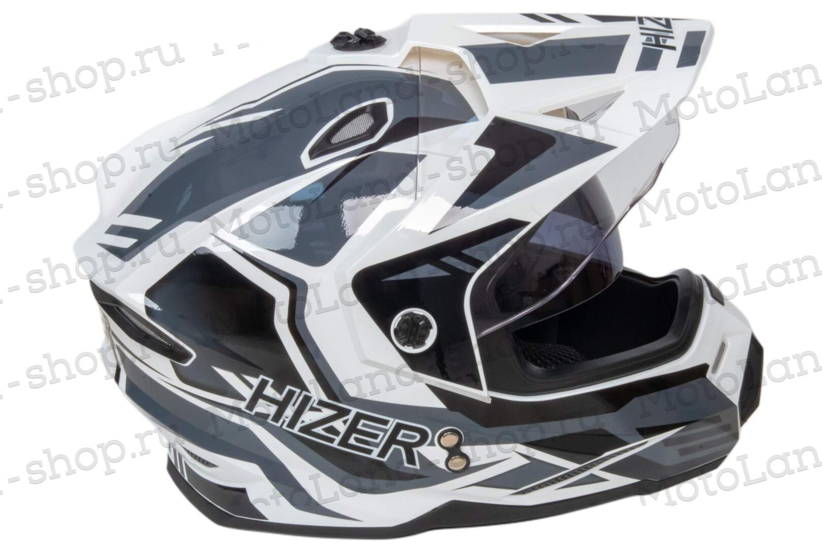 Шлем мото мотард HIZER J6802 №4 (XL) white/gray (2 визора)