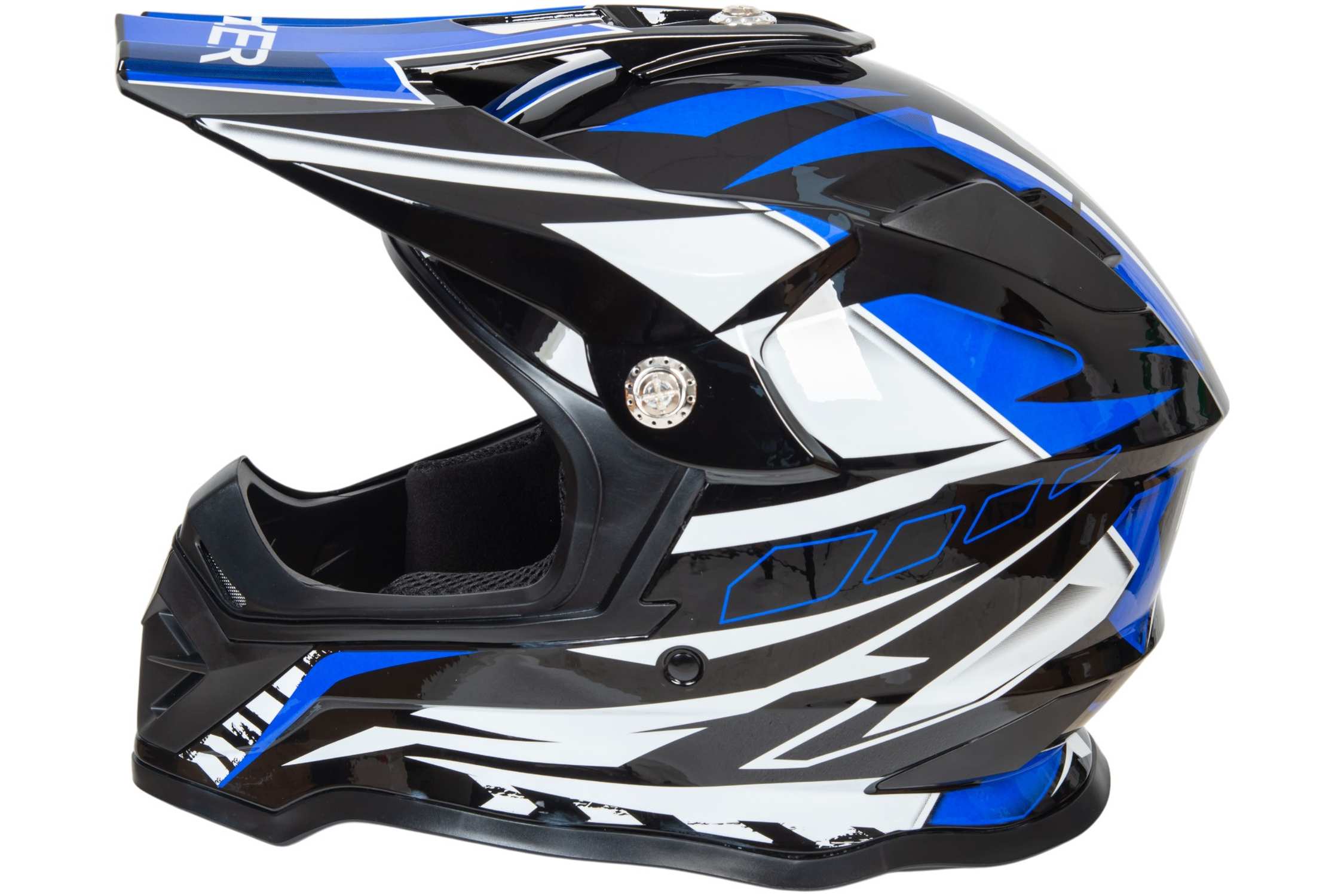 Шлем мото кроссовый HIZER B6197 №4 (M) black/blue/white