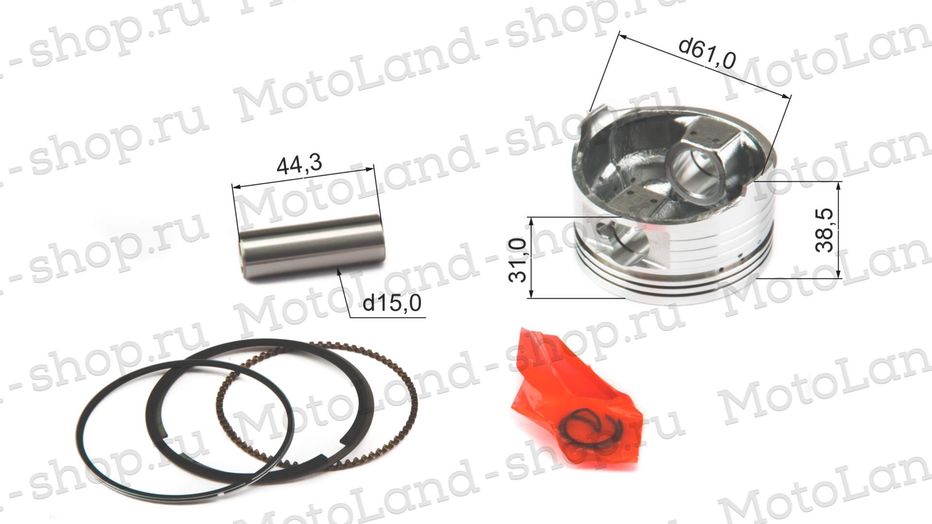 Поршень в сборе 161QMK 200см3 с реверсом d=61mm 