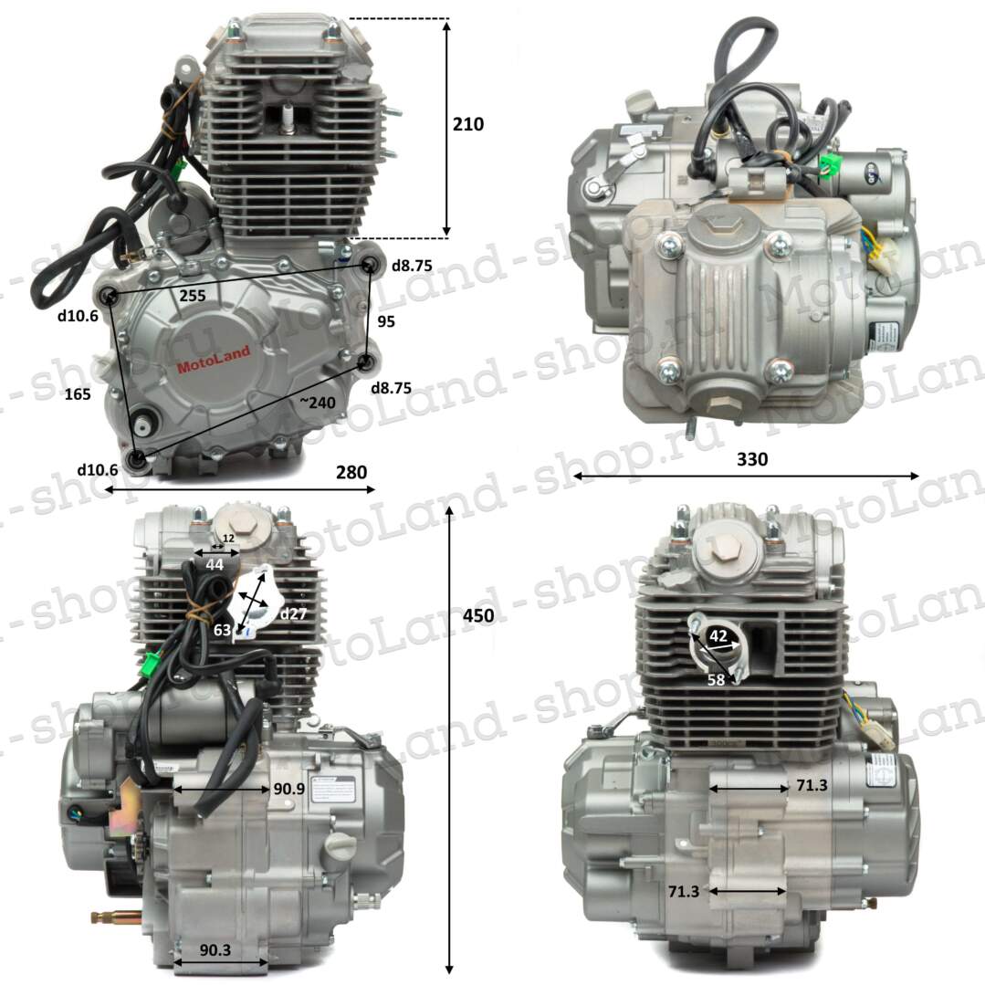 Двигатель 300см3 175FMM-3A (CB300-F D-75мм) ZS грм цепь,5ск (полный комплект)