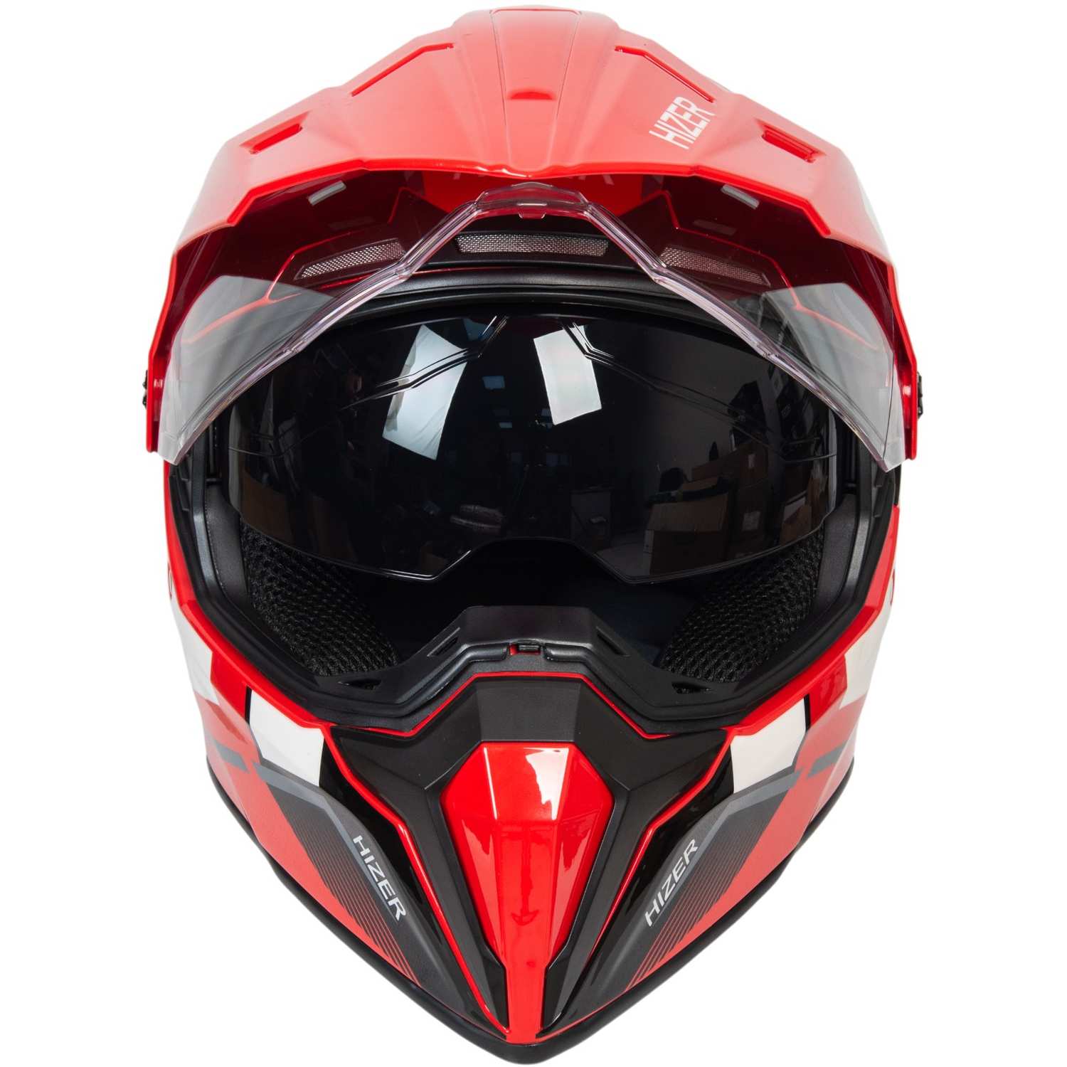 Шлем мото мотард HIZER J6808 №2 (L) red (2 визора)