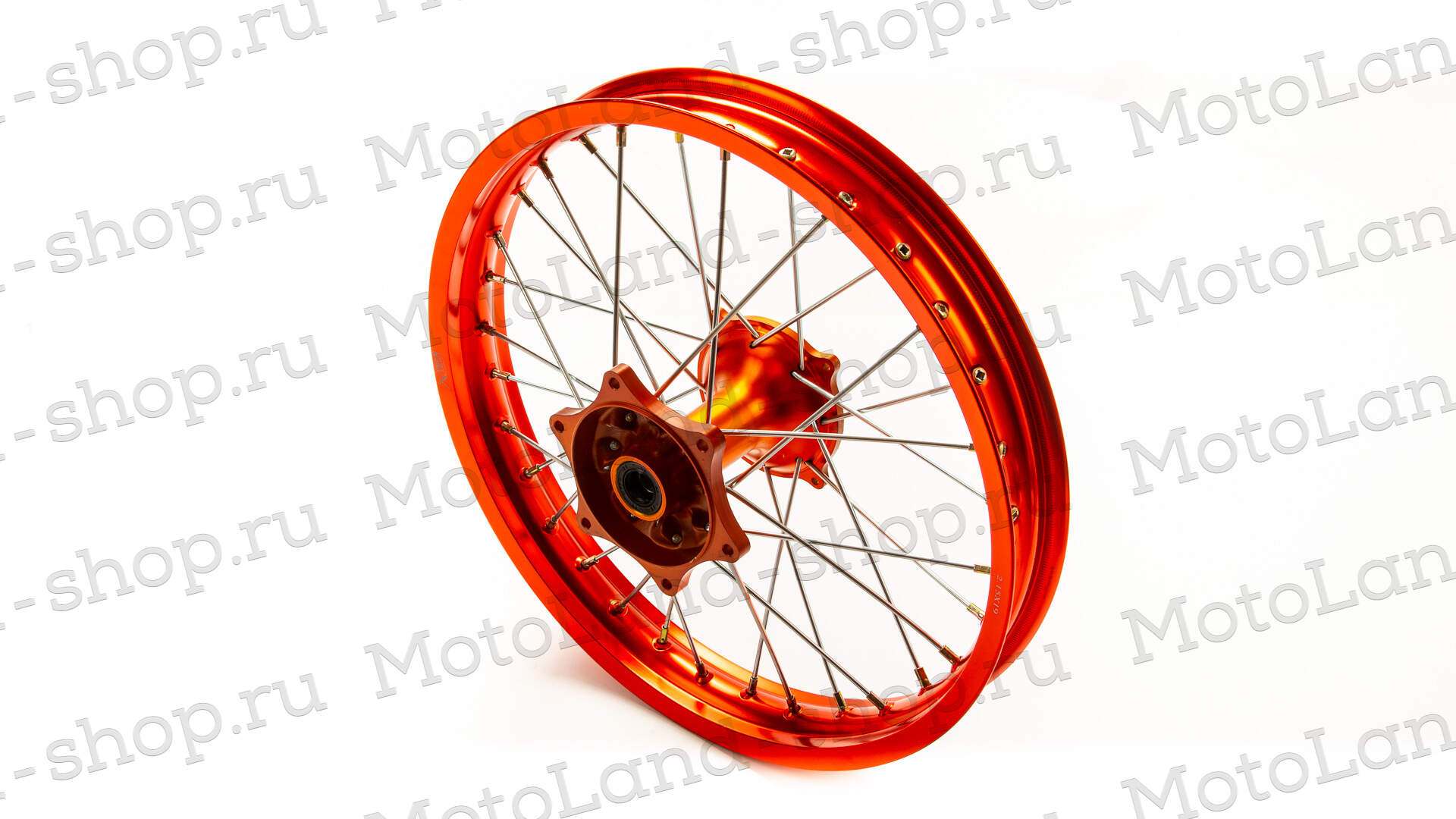 Обод задний 19" (2,15-R19 d=17mm) CNC ступица, алюминий/оранжевый X-TECH