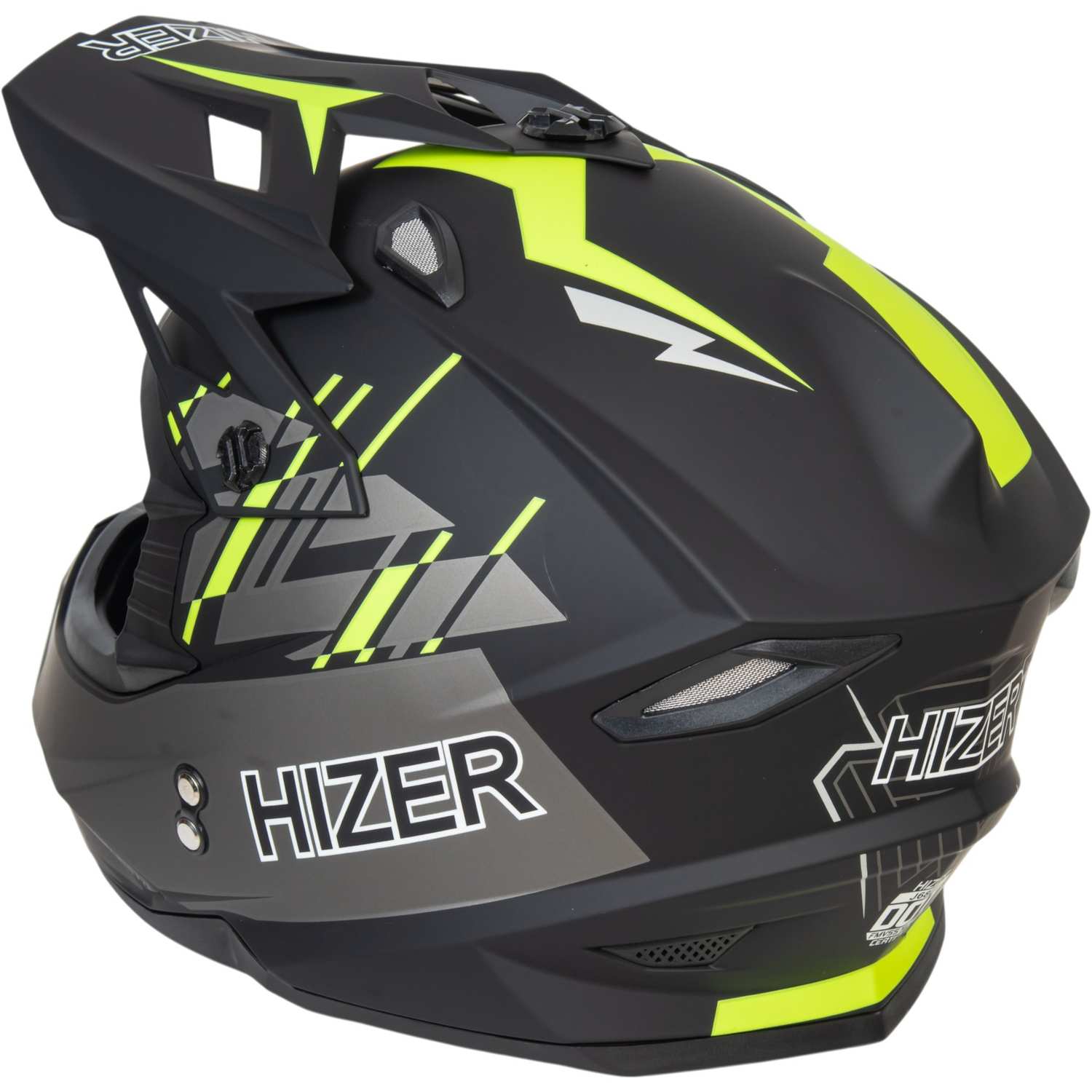 Шлем мото кроссовый HIZER J6801 №1 (L) gray/lemon