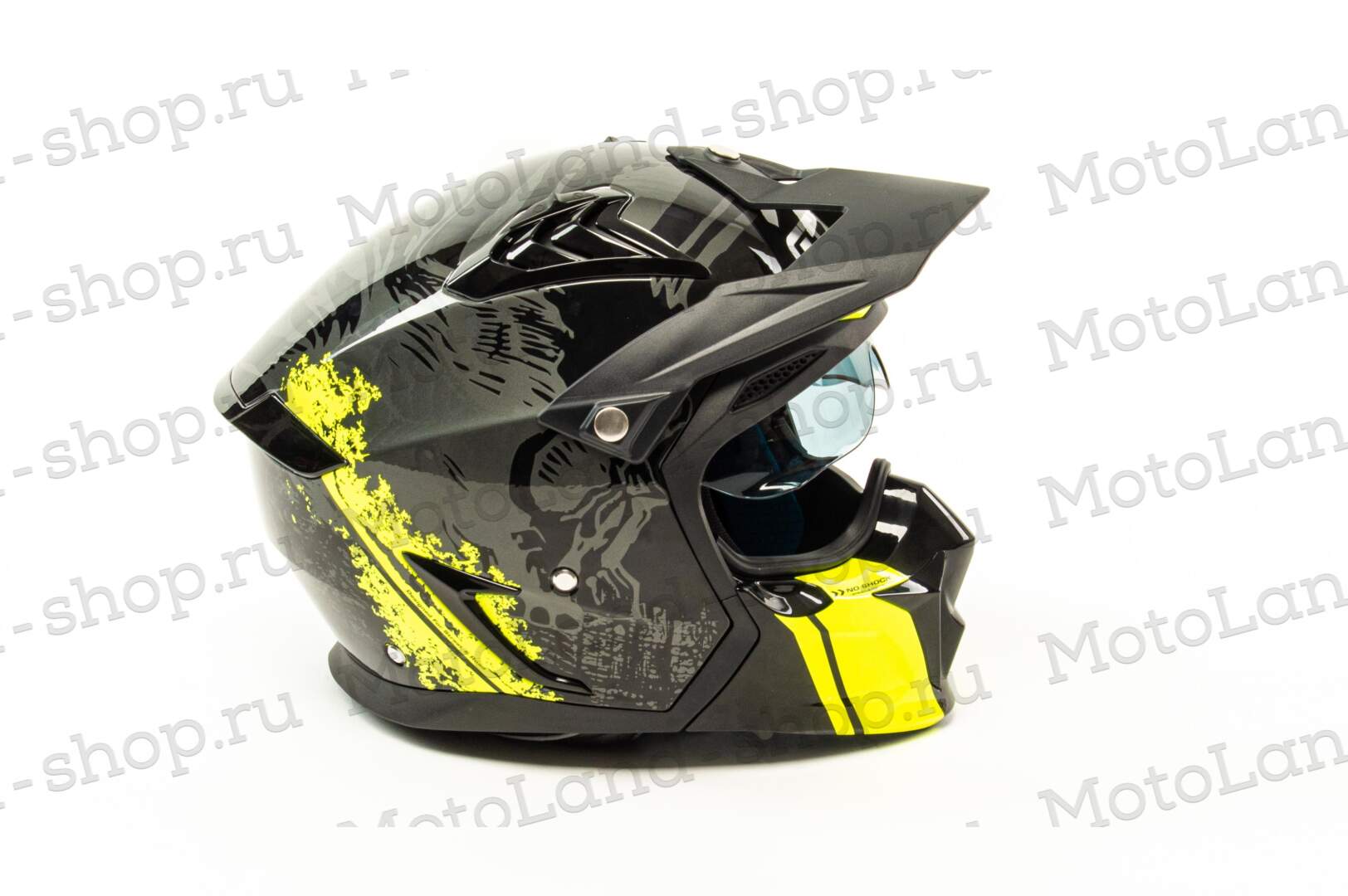 Шлем мото мотард GTX 690 №2 (S) BLACK/FLUO YELLOW GREY