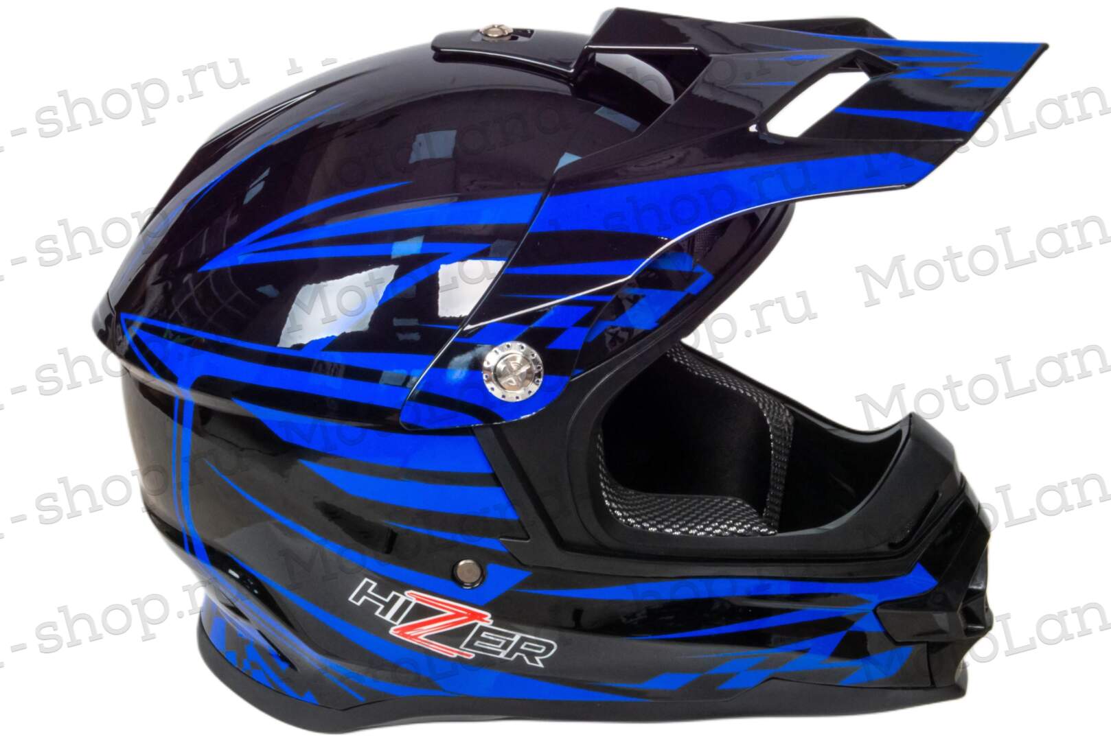 Шлем мото кроссовый HIZER B6196 №2 (L) black/blue