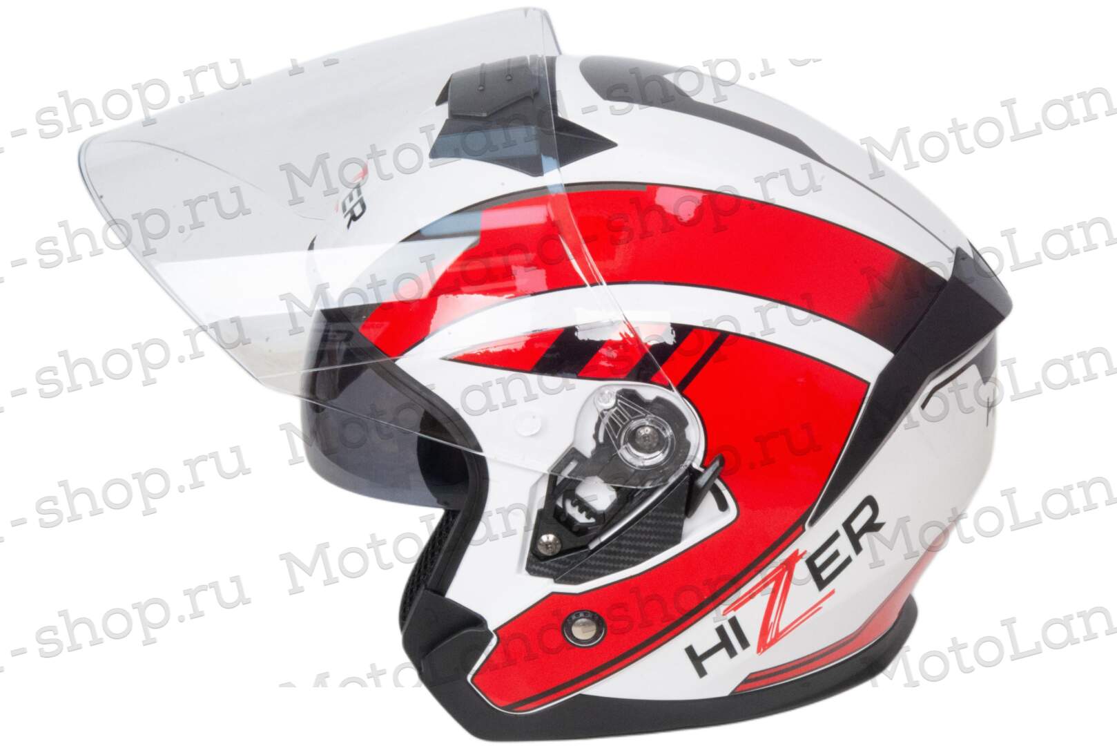 Шлем мото открытый HIZER J222 №1 (S) white/red (2 визора)