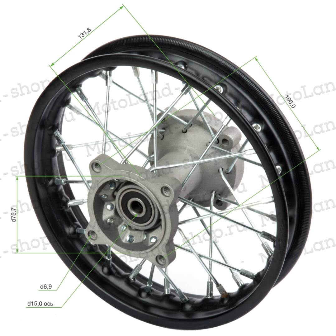 Обод задний 10" (1,85-R10 d=15mm) сталь/черный