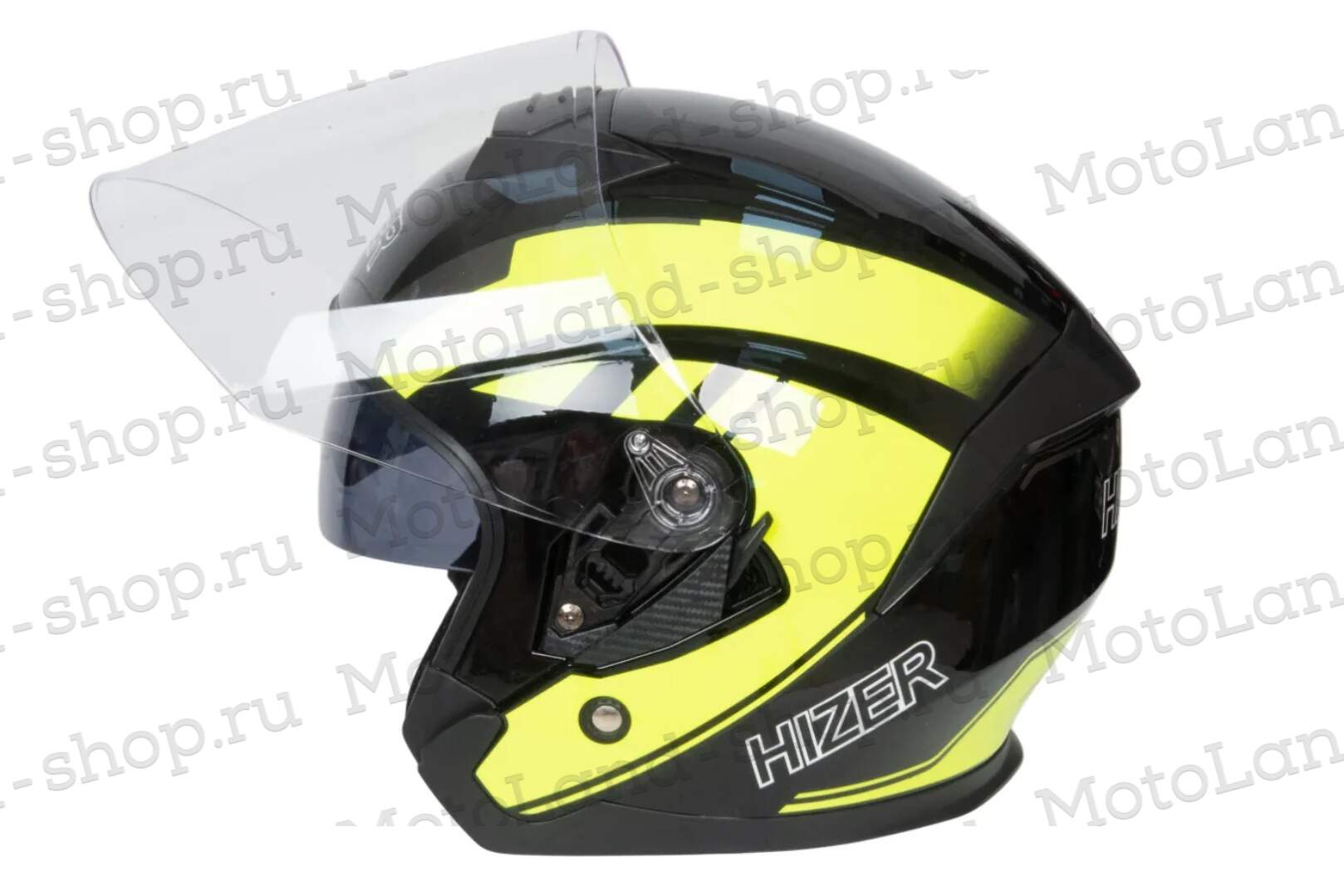 Шлем мото открытый HIZER J222 №2 (S) black/yellow (2 визора)