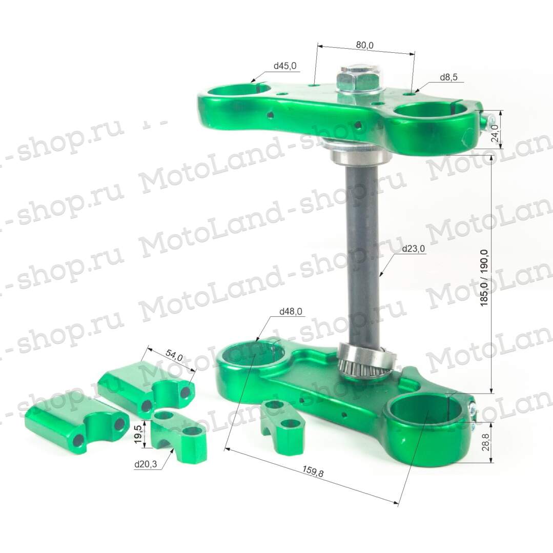 Траверса в сборе №1 алюминий 45/48 (160mm) зеленая