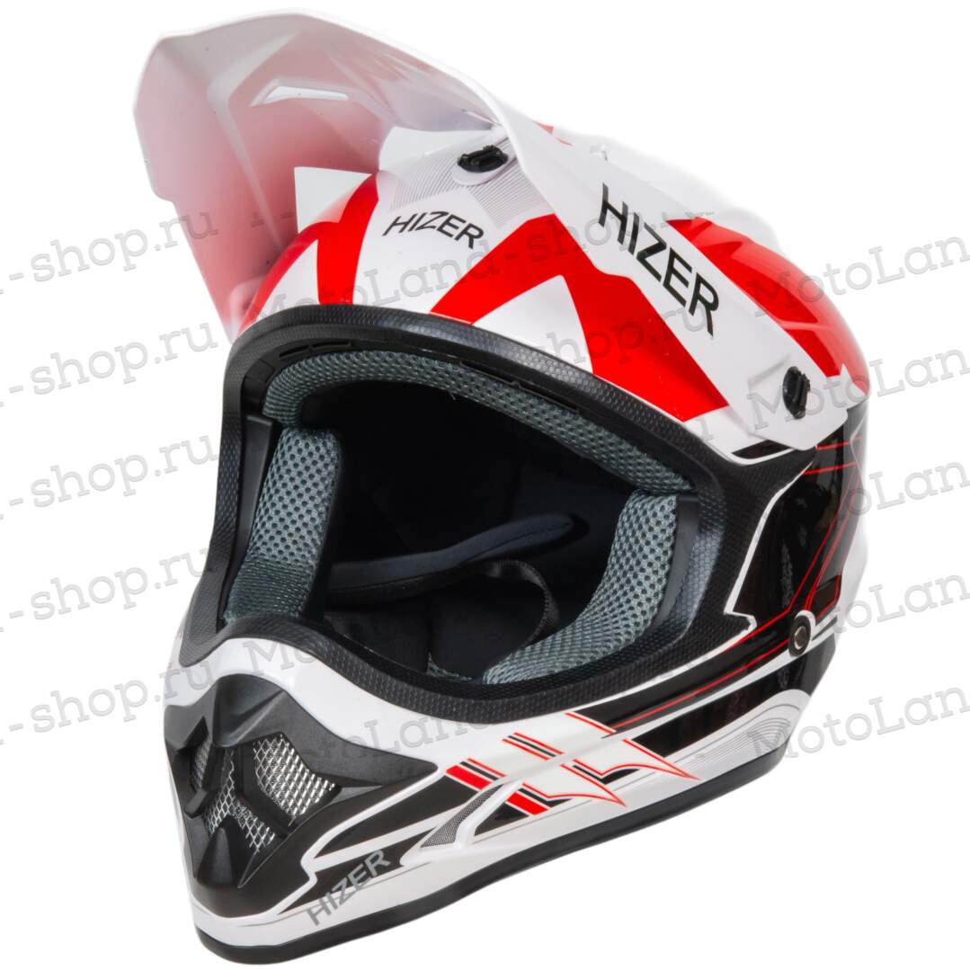 Шлем мото кроссовый HIZER J6805 №2 (XL) white/red