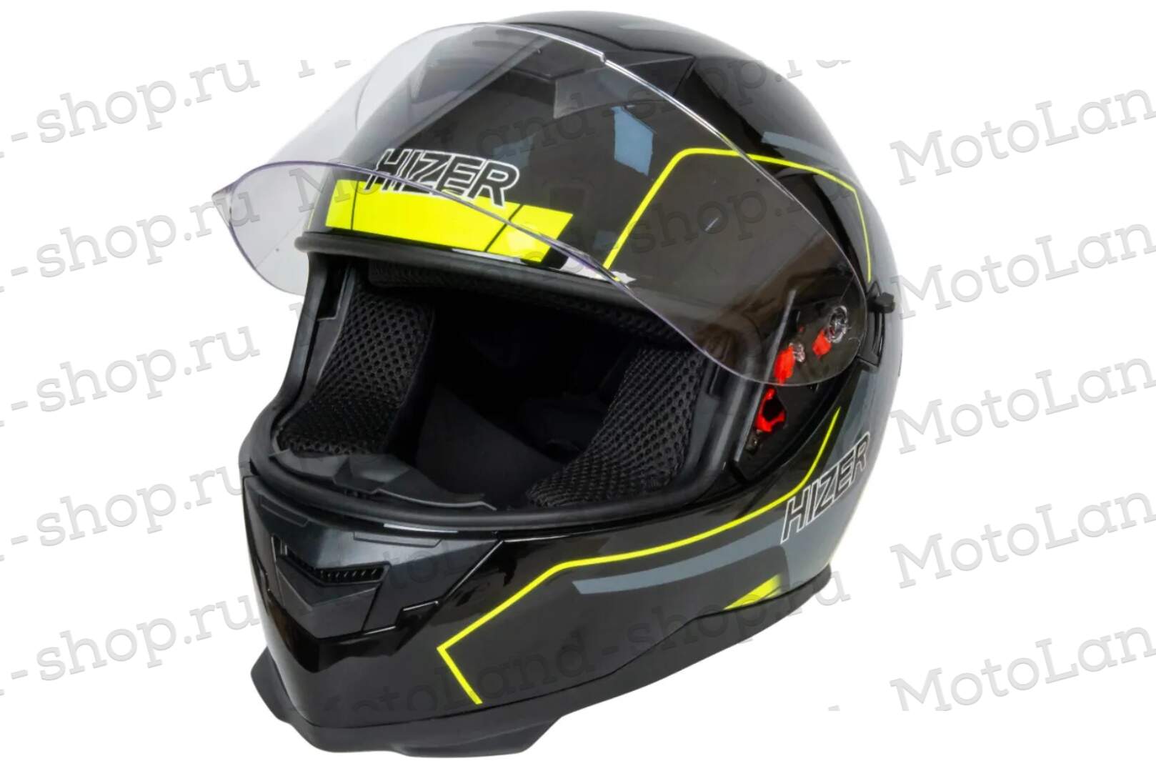 Шлем мото интеграл HIZER J5318 №1 (S)  black/yellow (2 визора)