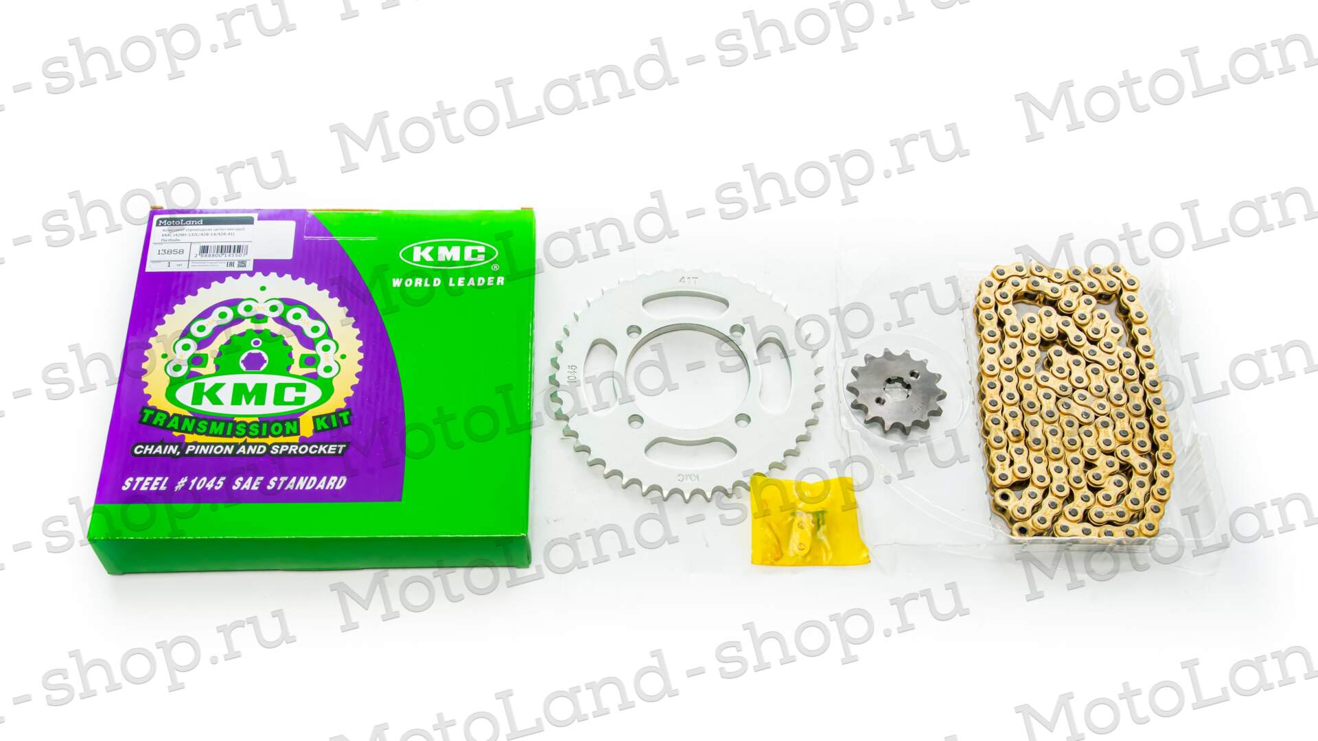 Приводная цепь+звезды (комплект)   428H-132L/428-14/428-41 KMC Питбайк