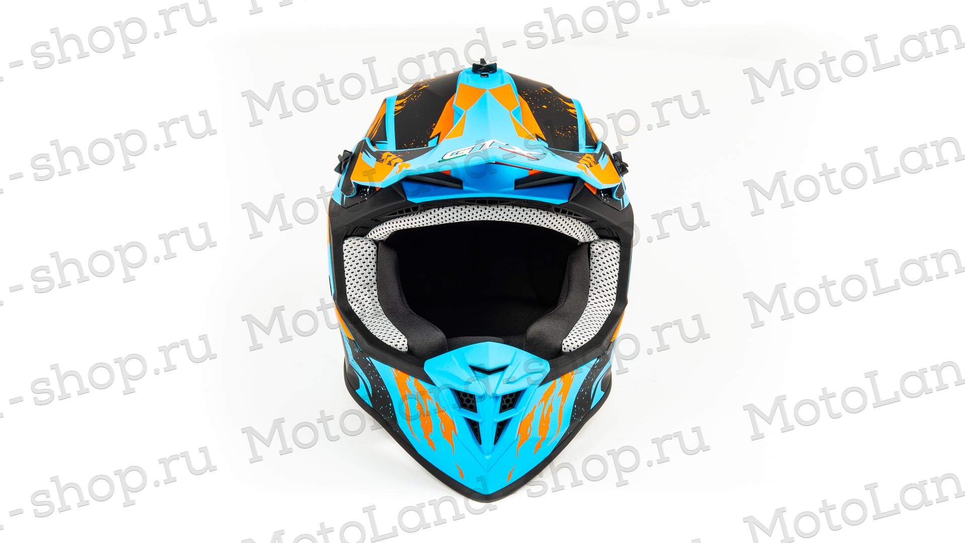 Шлем мото кроссовый GTX 633 №2 (M) BLUE/ORANGE BLACK