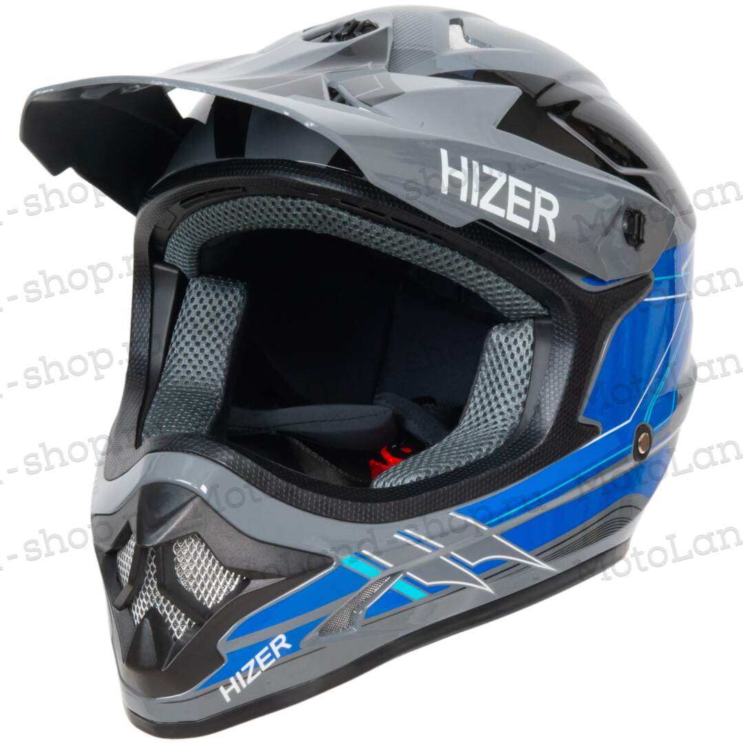 Шлем мото кроссовый HIZER J6805 №4 (L) grey/blue