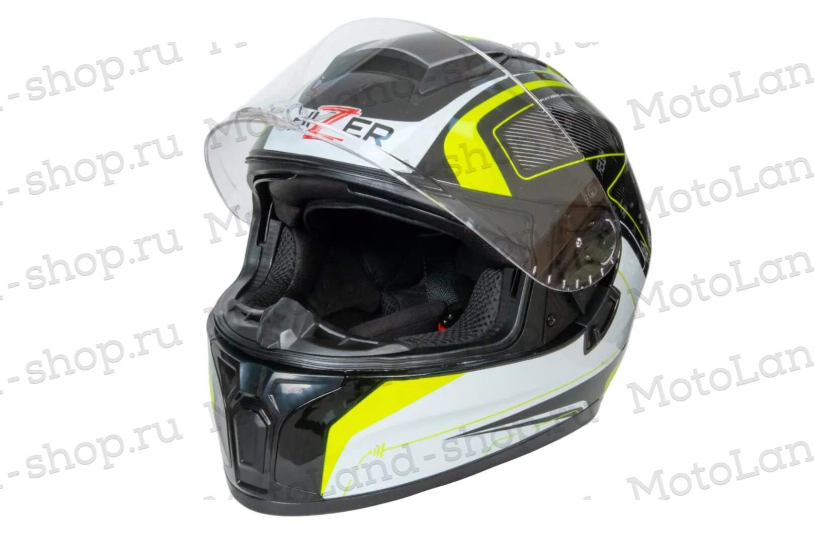 Шлем мото интеграл HIZER B566 №1 (M)  black/white/yellow (2 визора) 