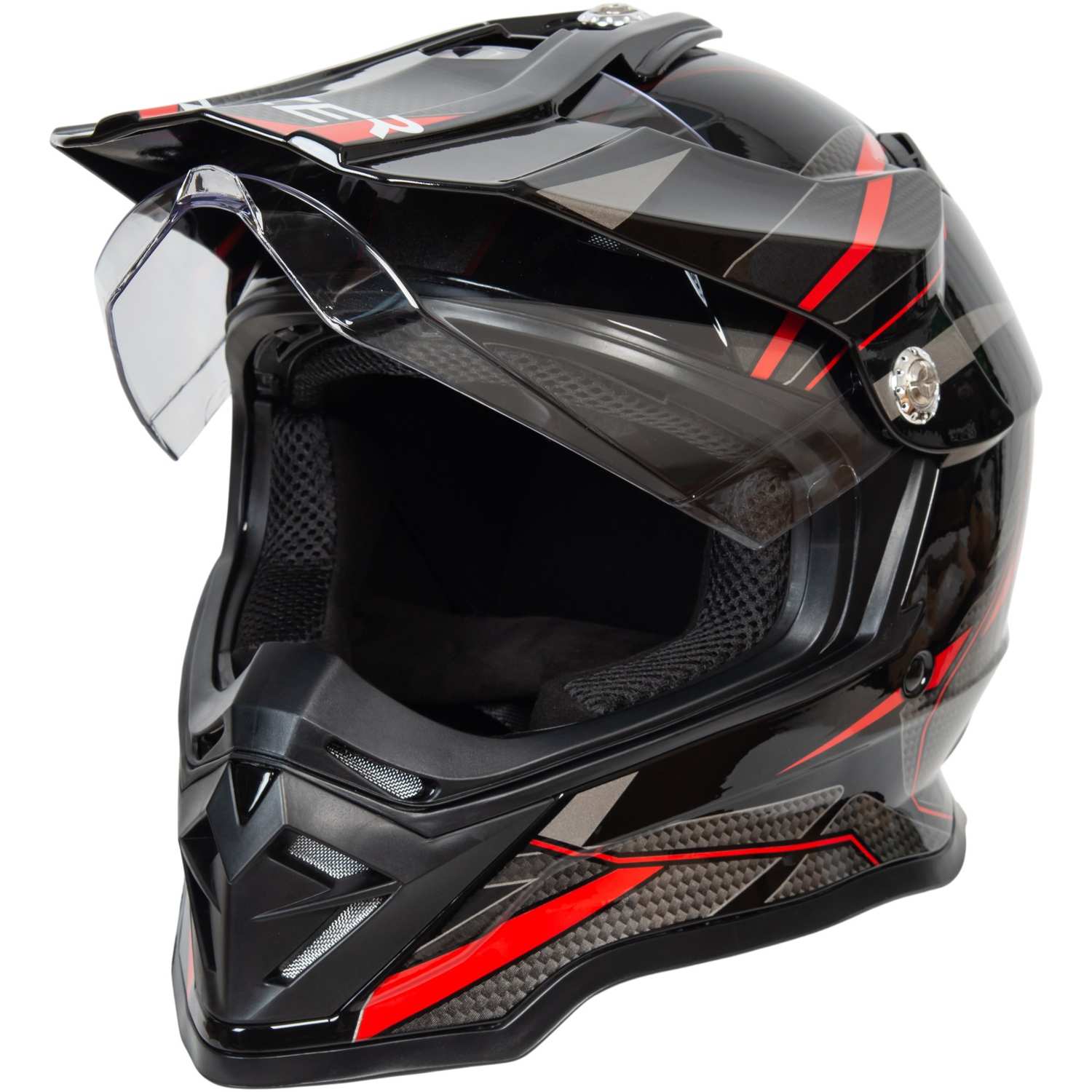 Шлем мото мотард HIZER B6197-1 №5 (L) black/red