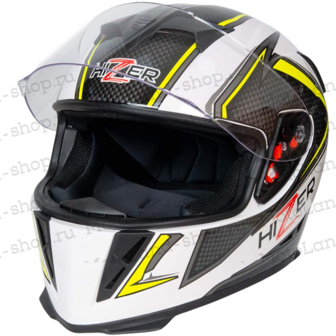 Шлем мото интеграл HIZER J5311 №2 (L)  white/lemon