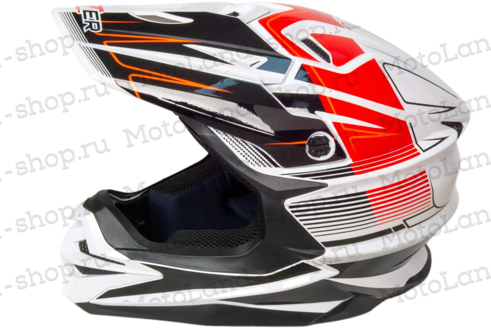 Шлем мото кроссовый HIZER J6803 №1 (S) WHITE/ORANGE