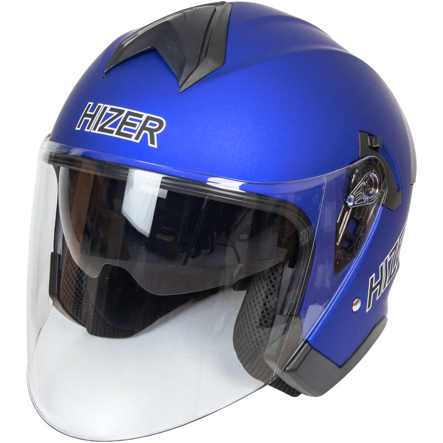 Шлем мото открытый HIZER J232 №2 (S) matte blue (2 визора)