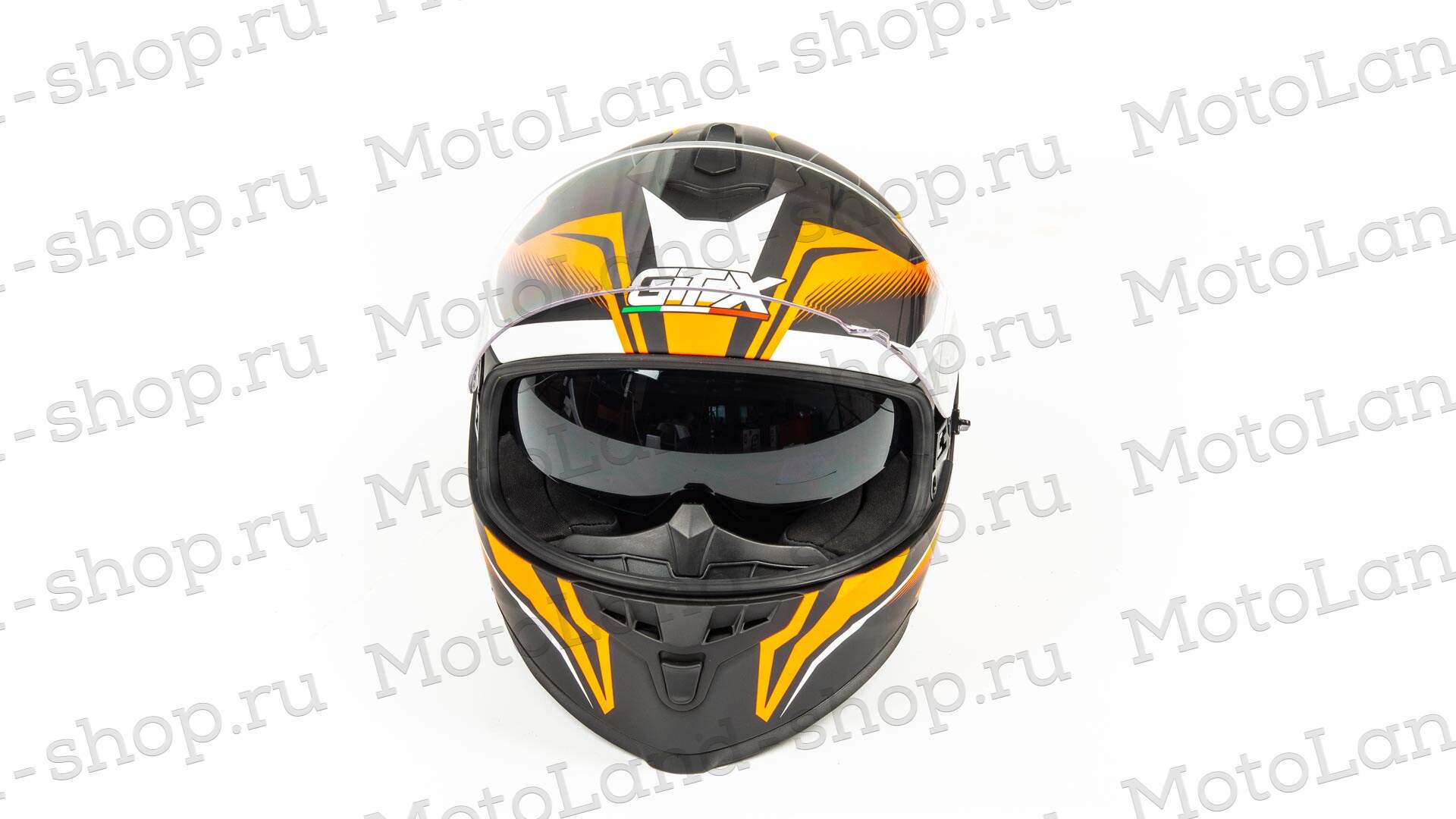 Шлем мото интеграл GTX 5672 №2 (M) BLACK/FLUO ORANGE GREY (2 визора)