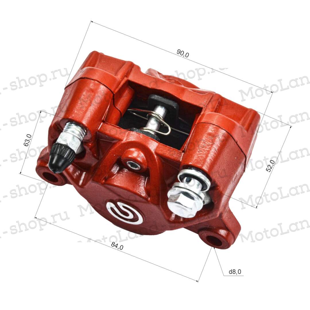 Суппорт тормозной №7 Z8015 (1 поршень) красный 