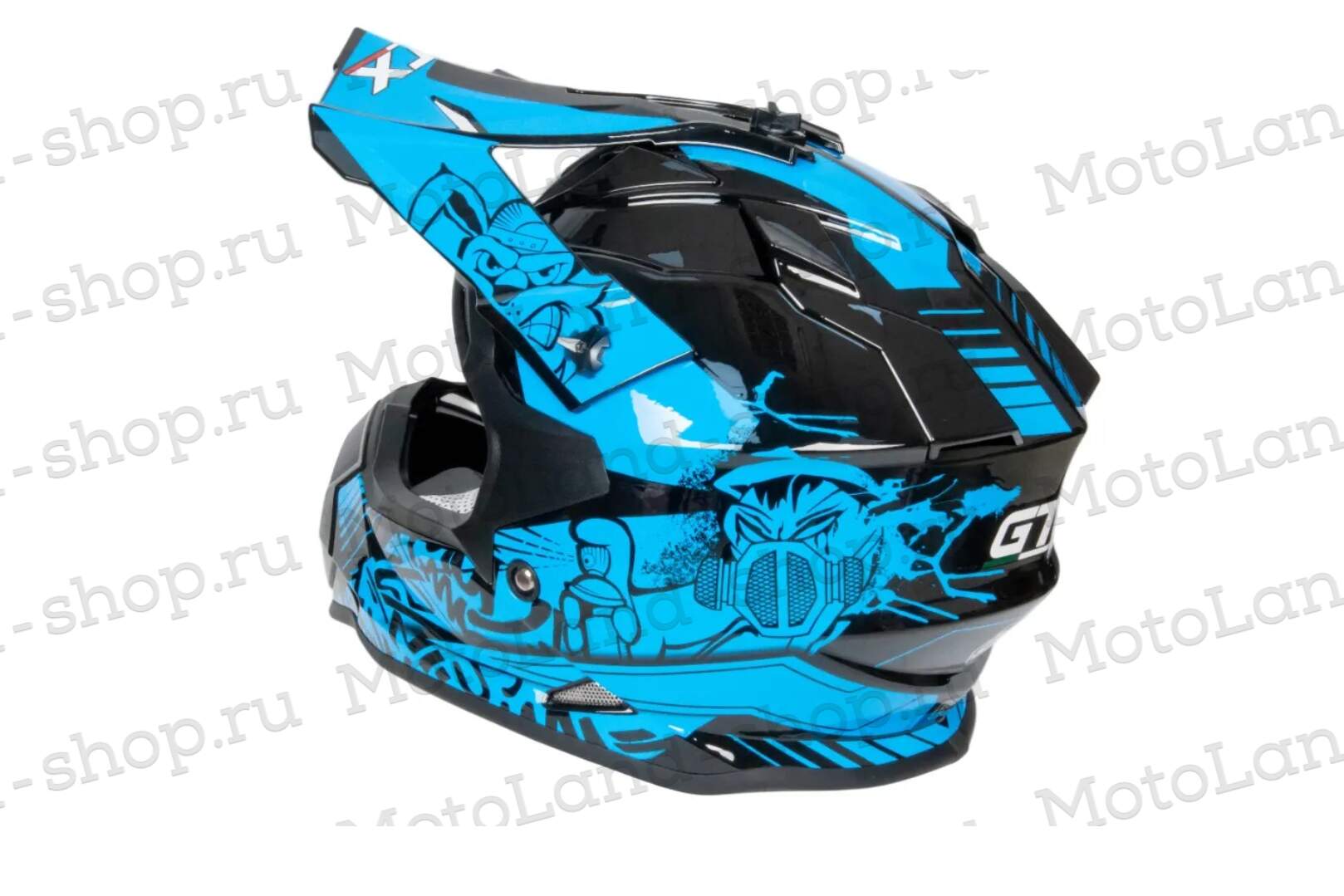 Шлем мото кроссовый GTX 632S №3 (S) BLACK / BLUE детский (49-50)