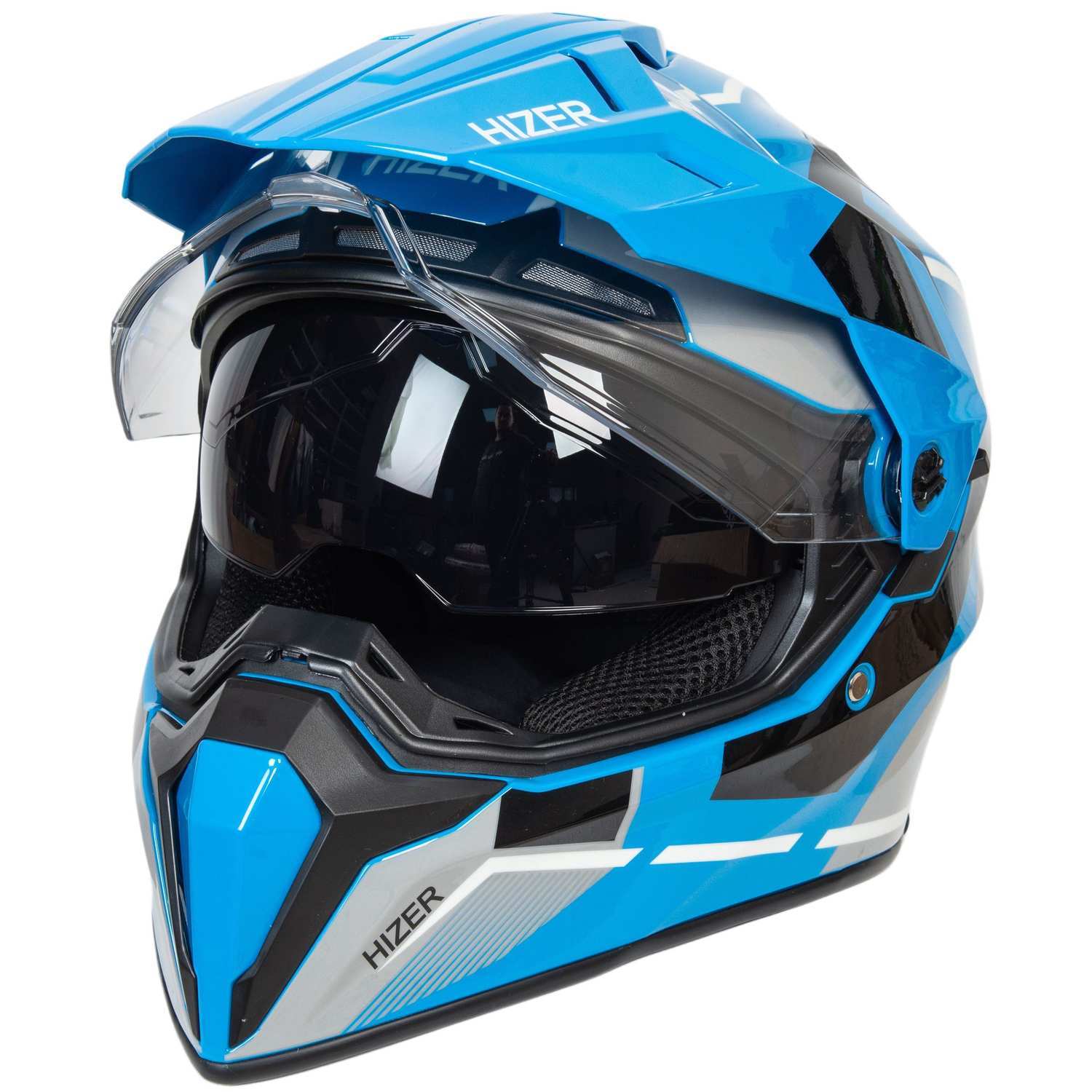 Шлем мото мотард HIZER J6808 №1 (XL) blue (2 визора)