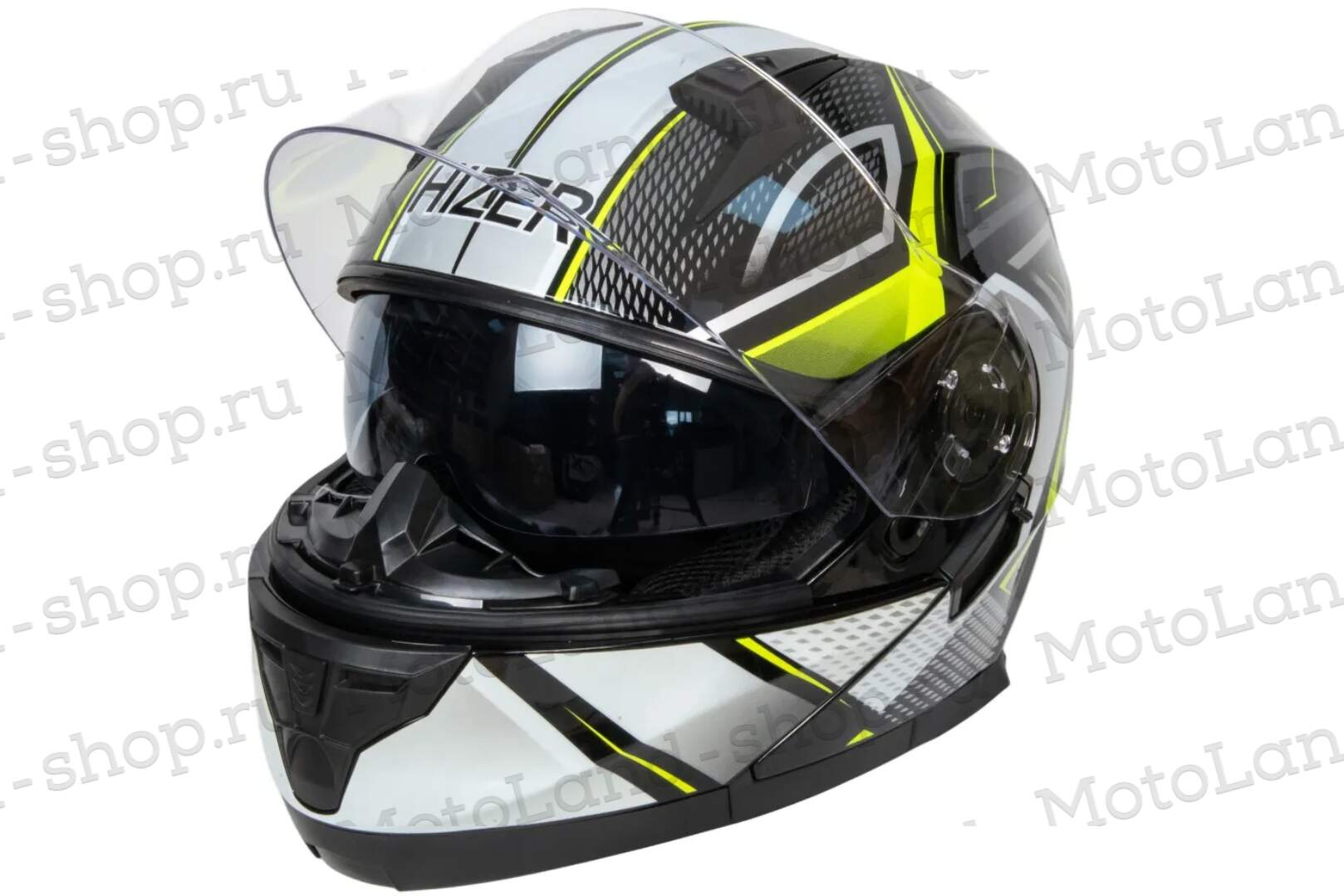 Шлем мото интеграл HIZER B5162 №3 (S)  black/lemon