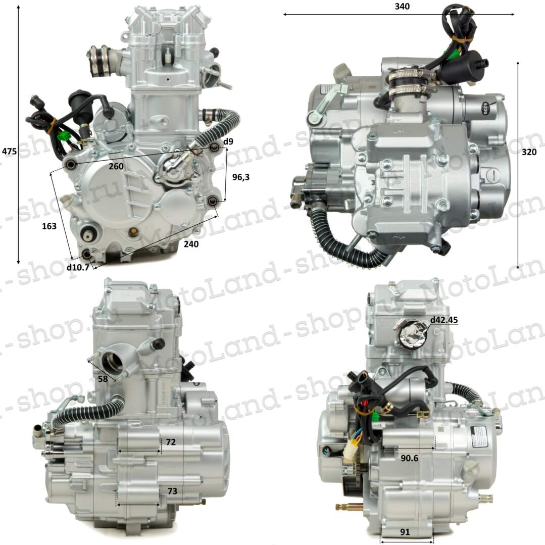 Двигатель 250см3 170MM-2 CB250 (70x65) Zongshen 4 клапана/водянка, полный комплект+радиаторы