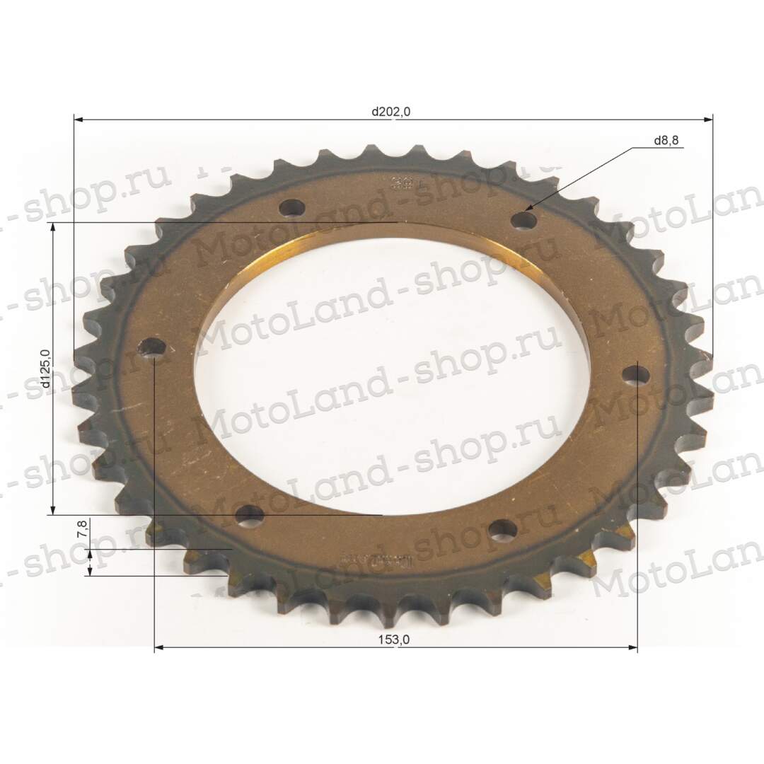 Венец, звезда ведомая (530-39) сталь, закаленные зубья Кросс 250-450 6х153х125