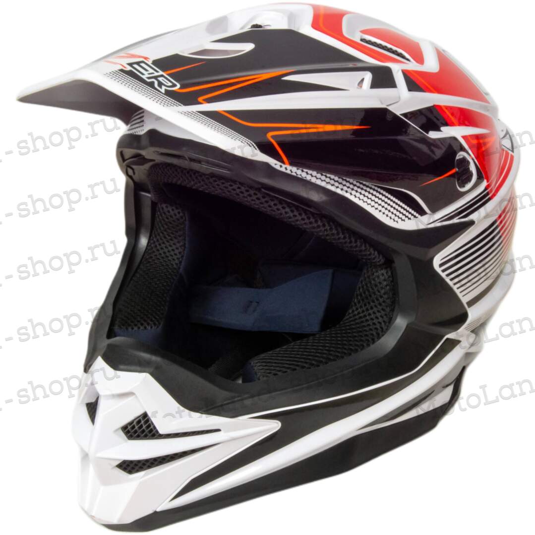 Шлем мото кроссовый HIZER J6803 №1 (S) WHITE/ORANGE