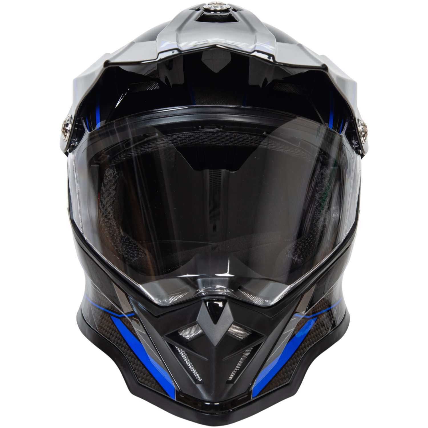 Шлем мото мотард HIZER B6197-1 №6 (L) black/blue