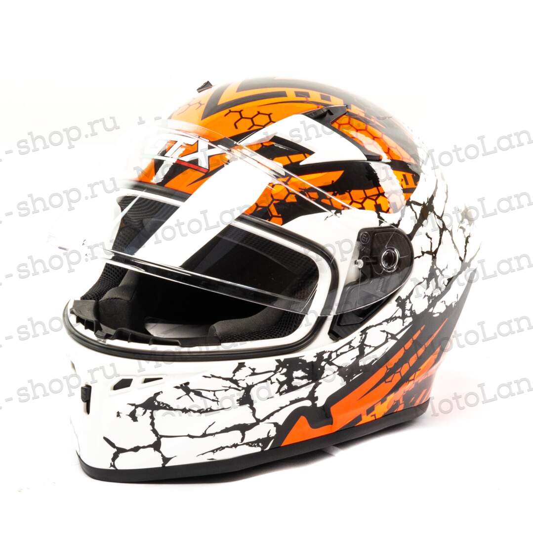 Шлем мото интеграл GTX 578 №6 (S) WHITE/FLUO ORANGE RED BLACK