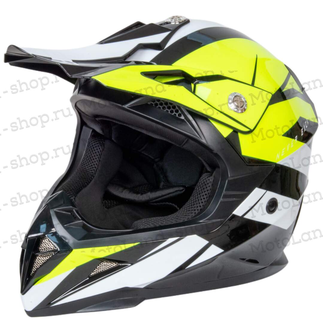 Шлем мото кроссовый HIZER 915 №7 (M) neon/yellow/white