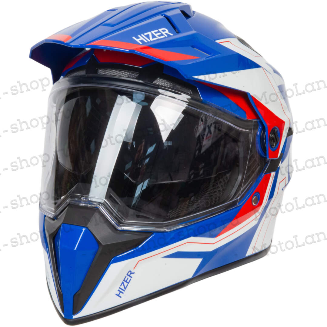 Шлем мото кроссовый HIZER J6808 №3 (XL) white/blue/red