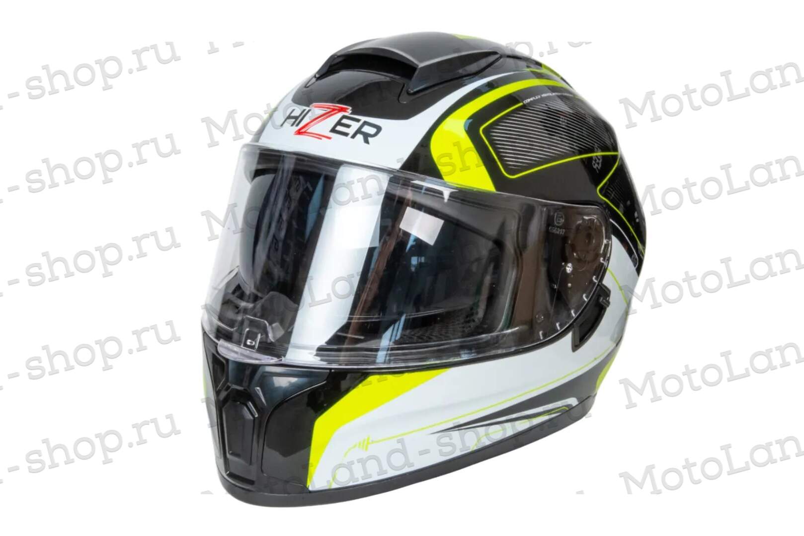 Шлем мото интеграл HIZER B566 №1 (L)  black/white/yellow (2 визора) 