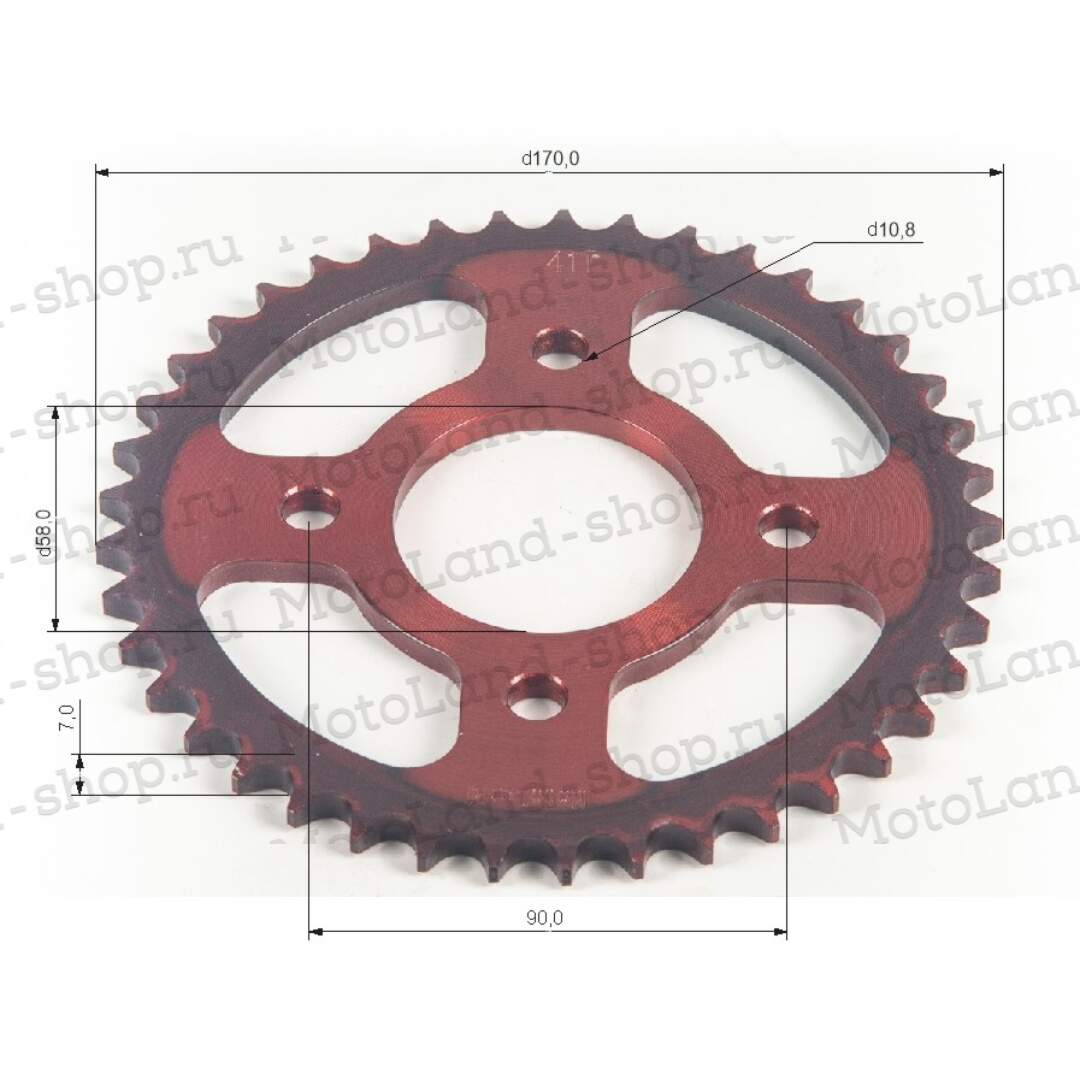 Венец, звезда ведомая (428-41) CG/CB 4х90х58 красная
