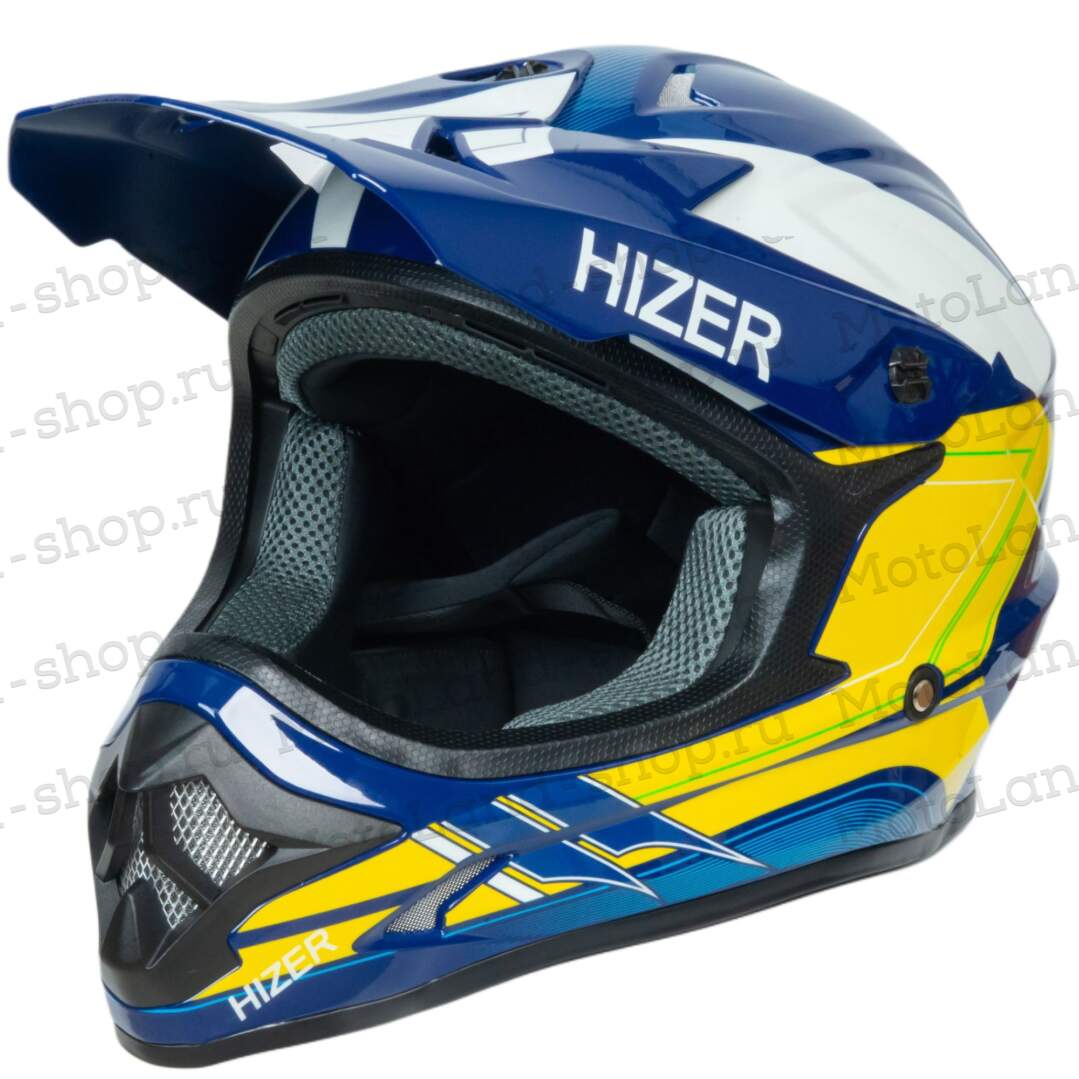 Шлем мото кроссовый HIZER J6805 №3 (L) yellow/blue