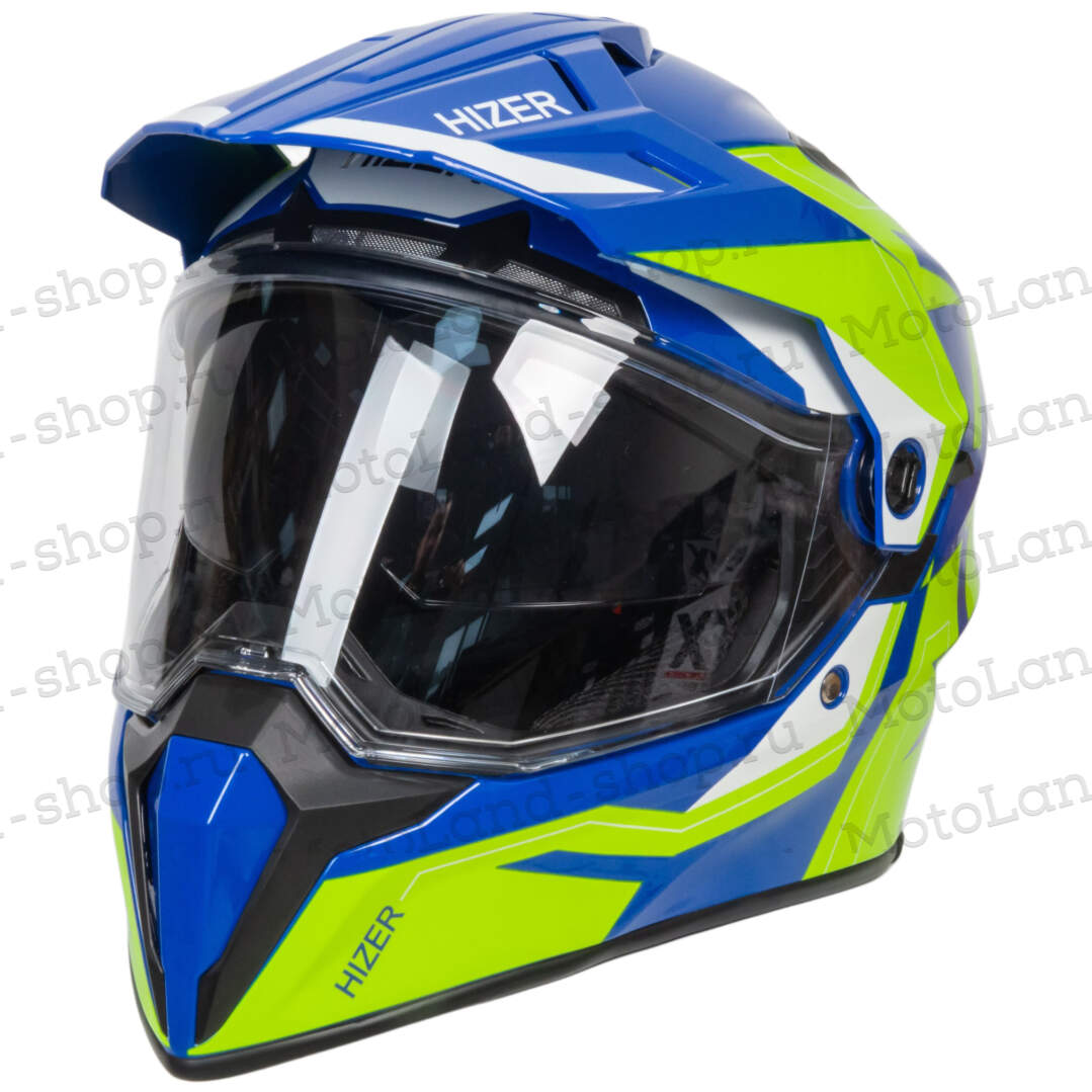Шлем мото мотард HIZER J6808 №2 (M) yellow/blue