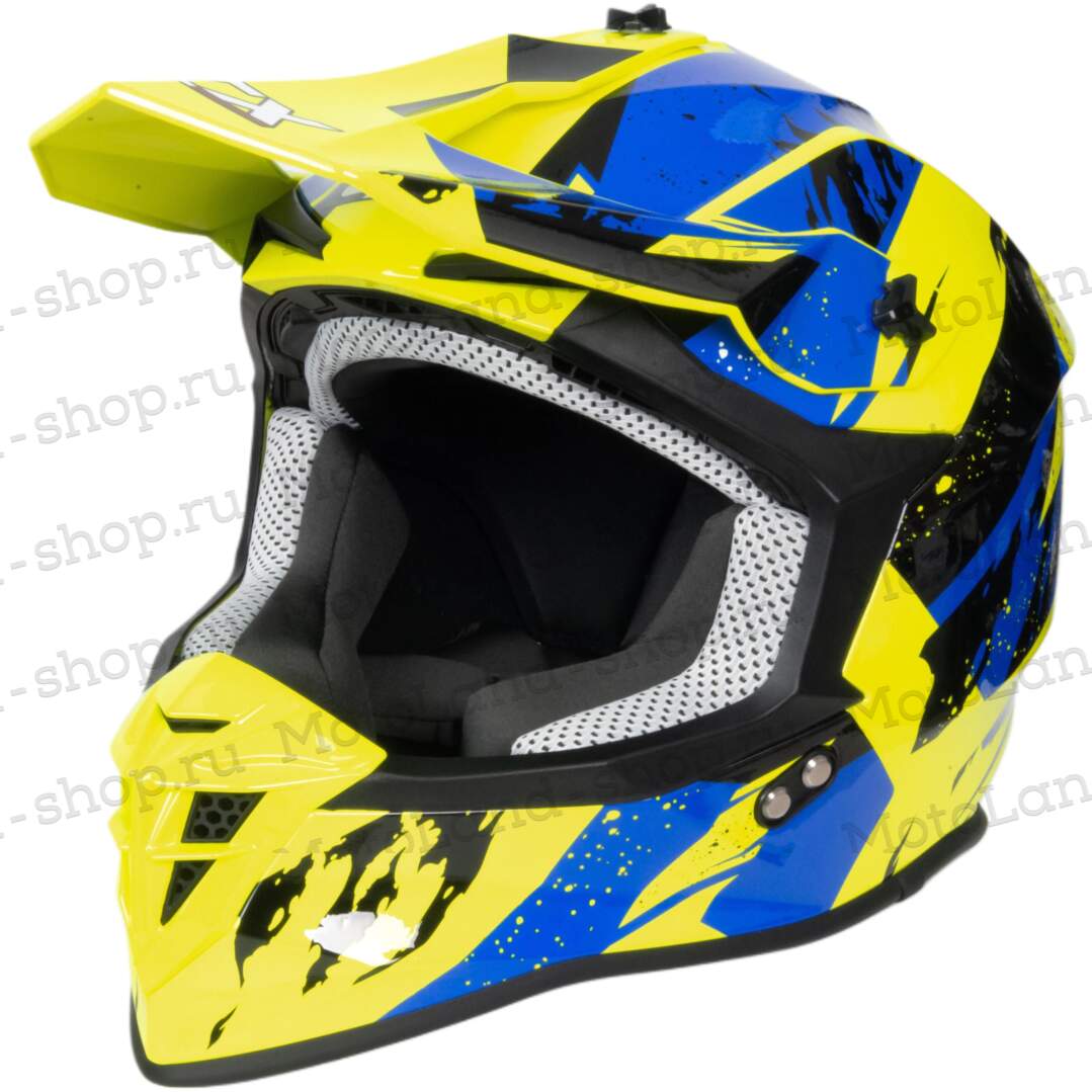 Шлем мото кроссовый GTX 633 №1 (L)  FLUO YELLOW/BLUE BLACK