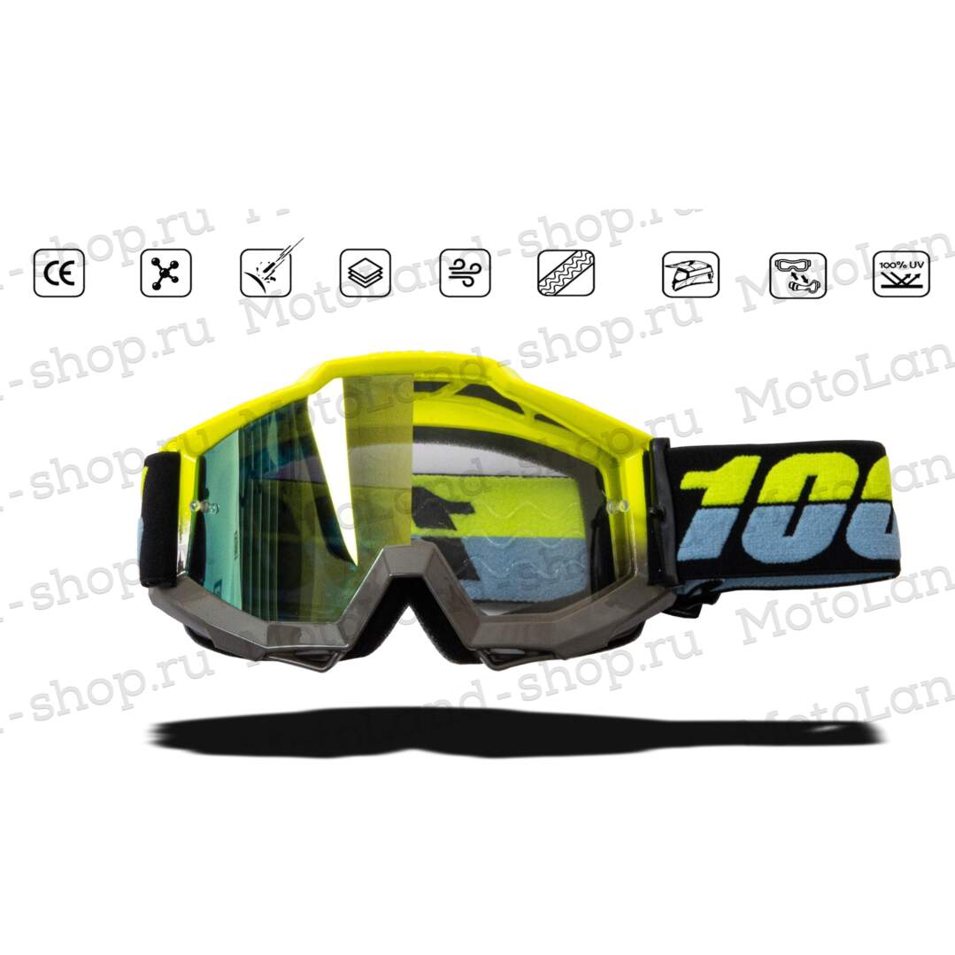 Очки мотокросс 100% №02 black/yellow frame