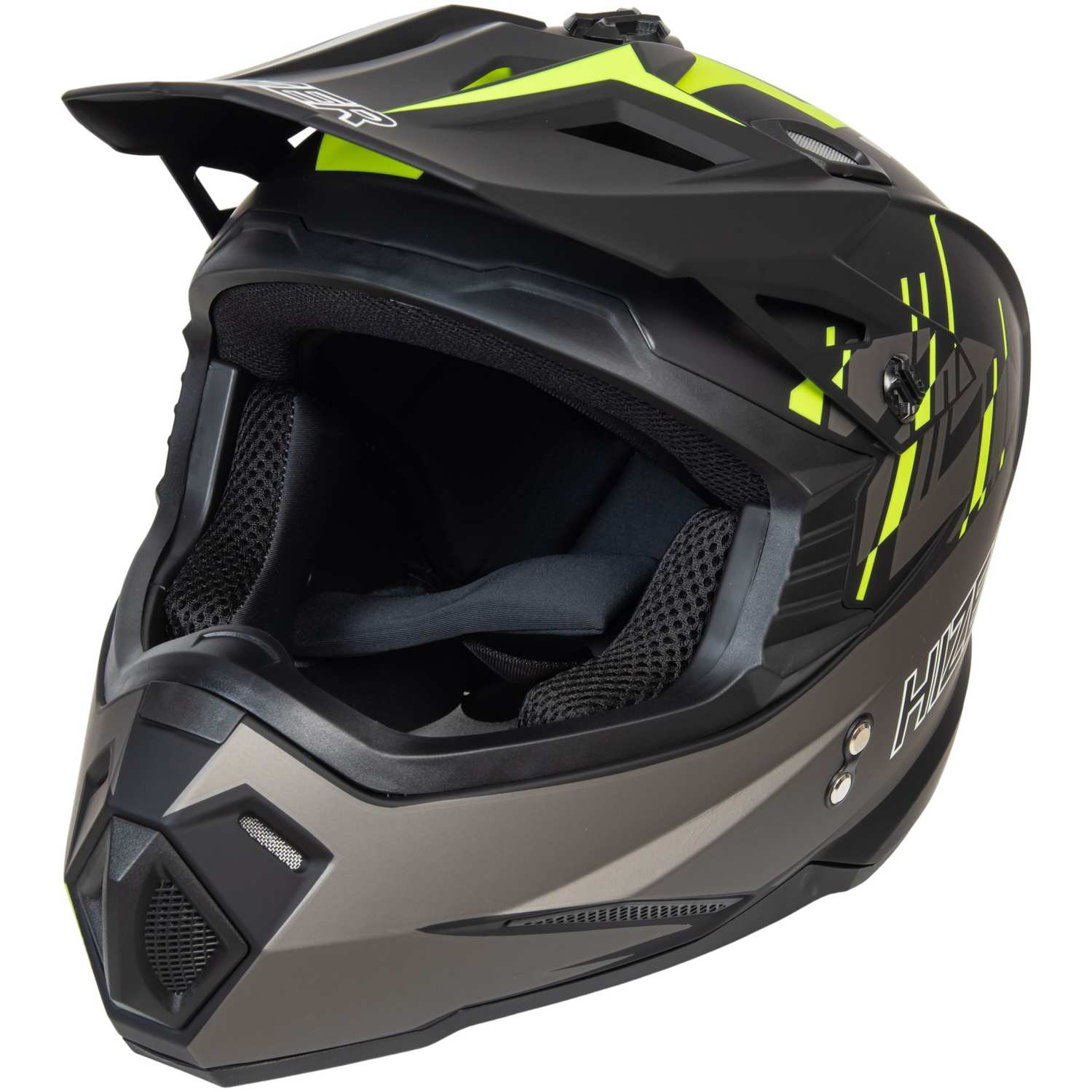 Шлем мото кроссовый HIZER J6801 №1 (XL) gray/lemon