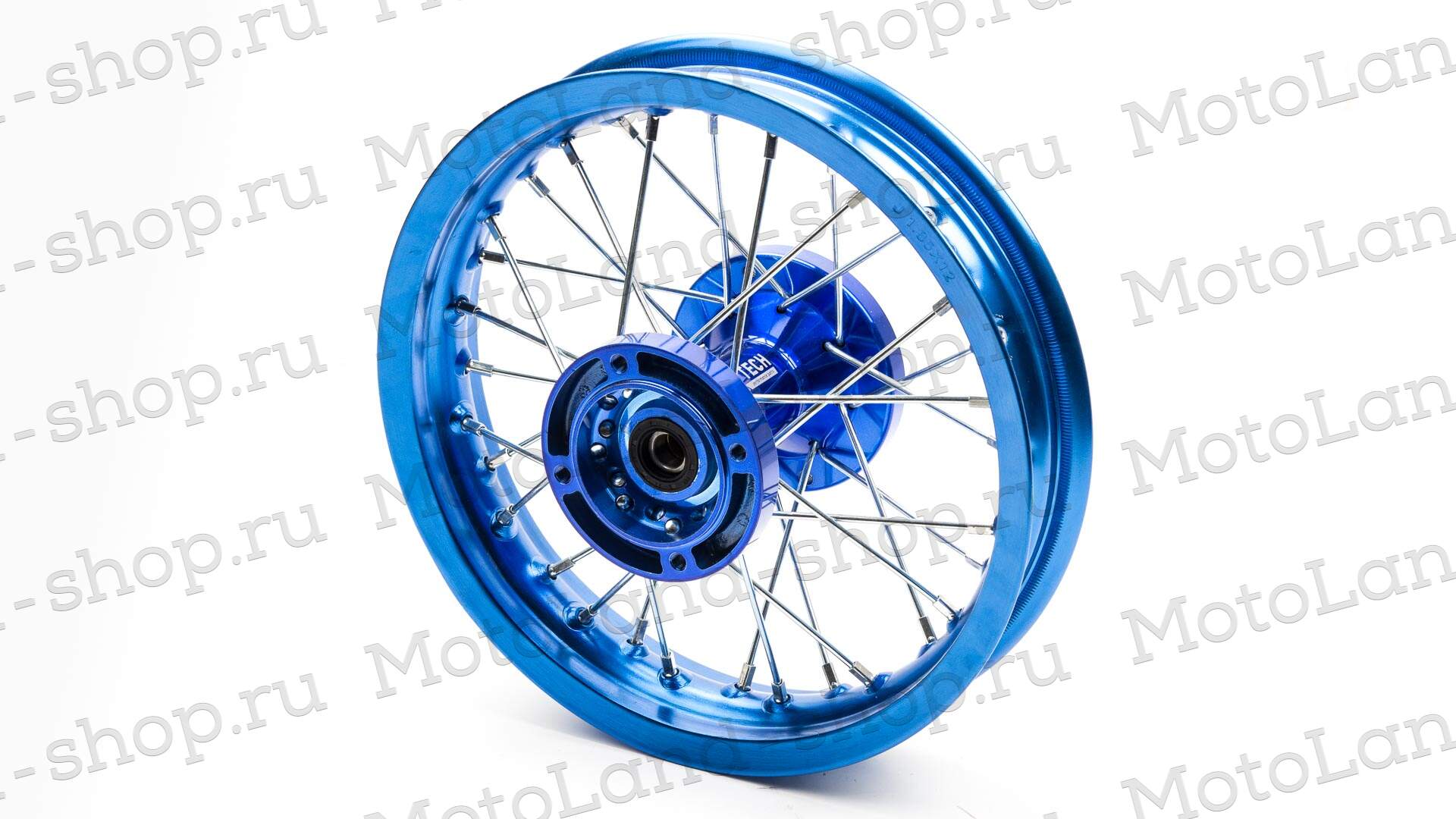 Обод задний 12" (1,85-R12 d=15mm) CNC ступица, алюминий/синий X-TECH (4х100х76/4х92х76 дск/звзд)